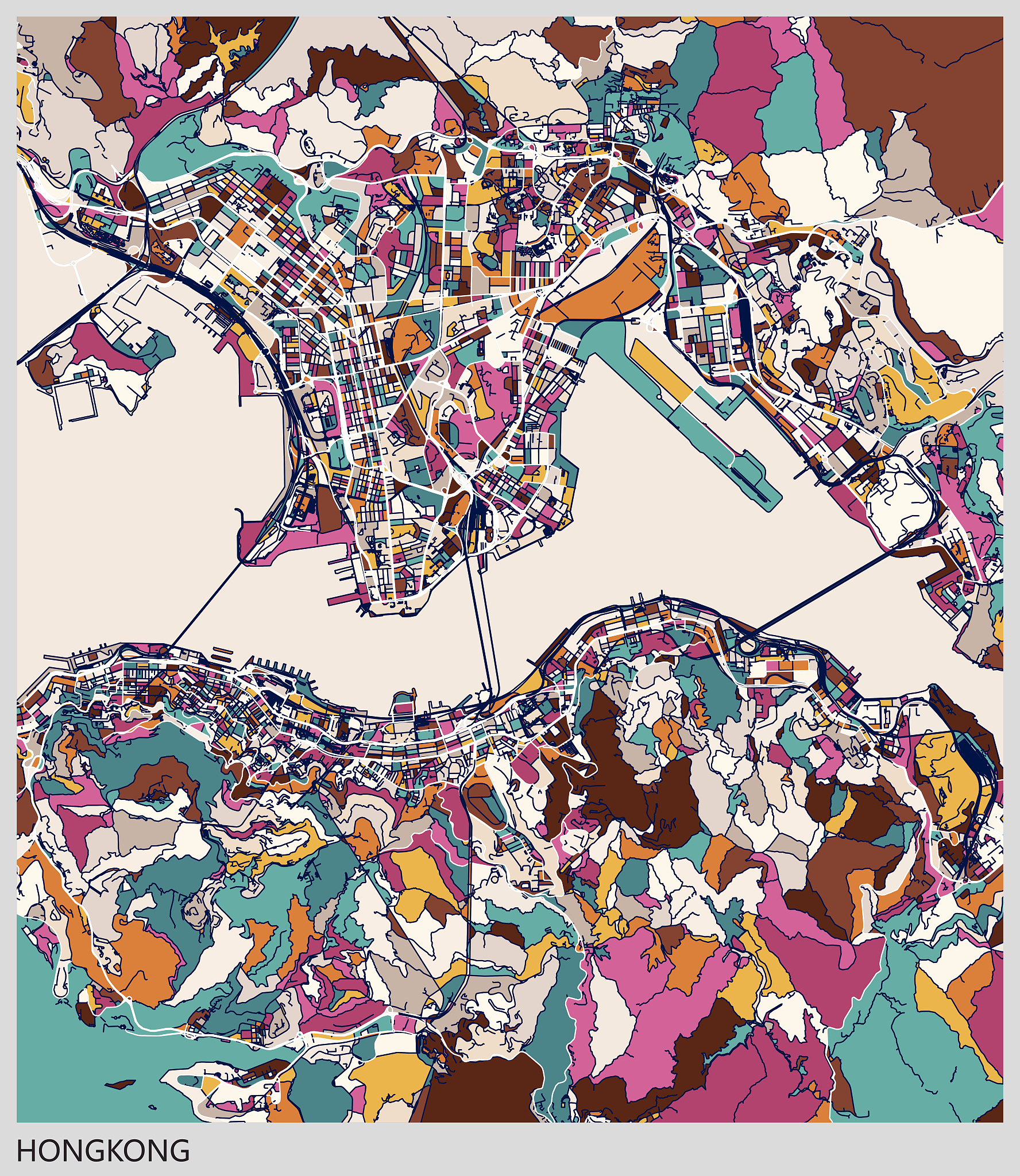art style map background of hongkong