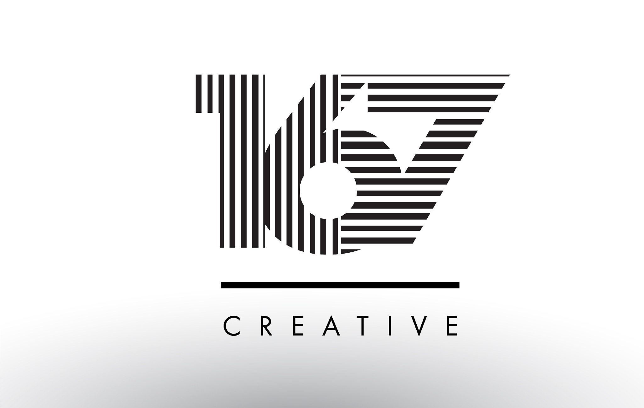 167 black and white lines number logo design