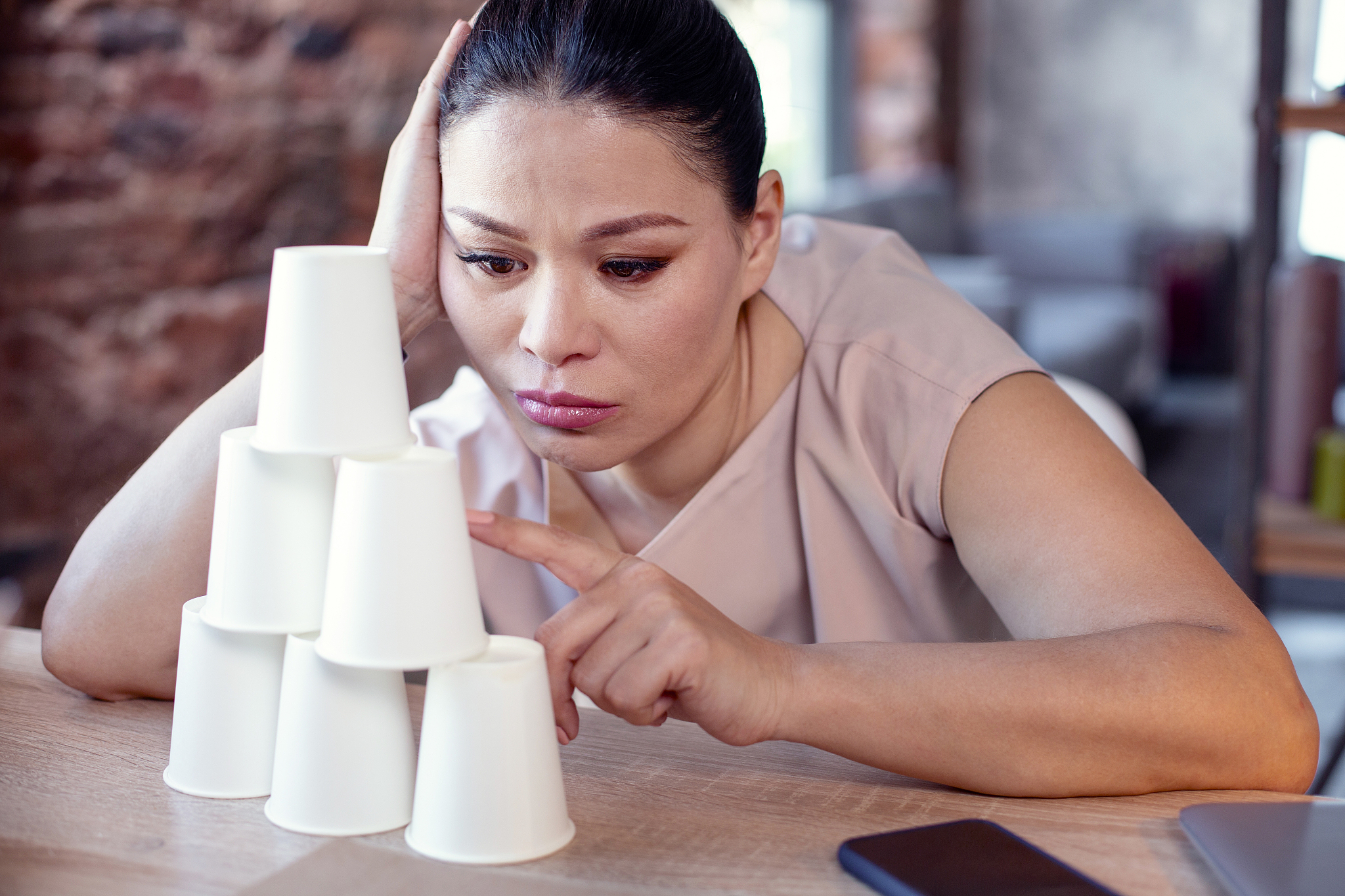 upset female freelancer copying with depression