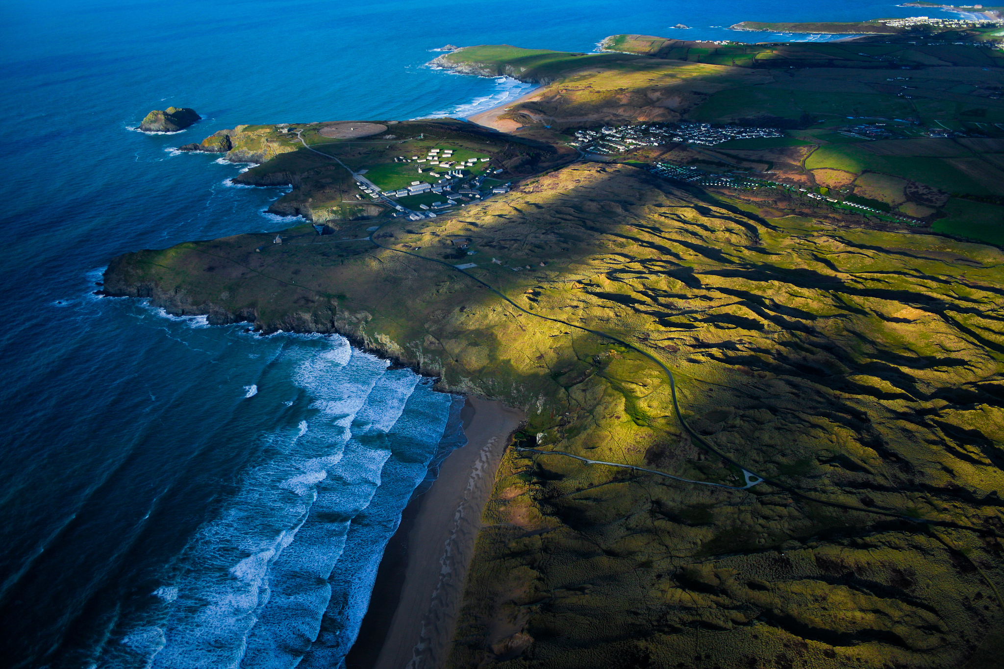 holywell bay from above