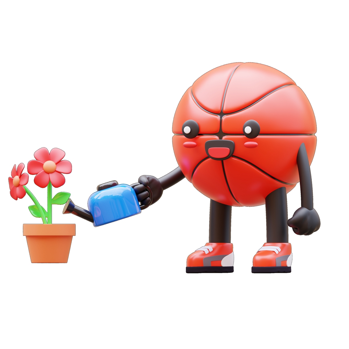 篮球人物浇花3d插画
