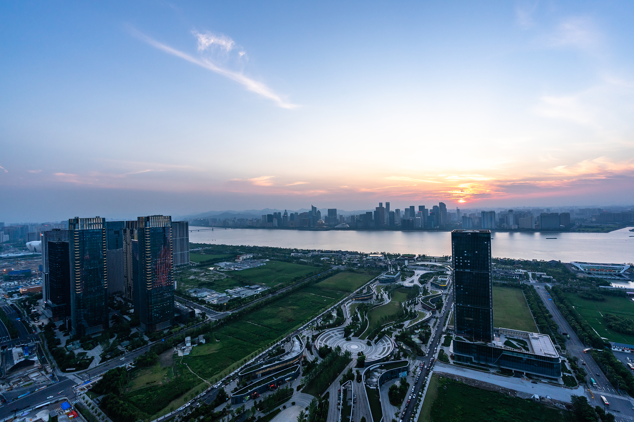 panoramic city skyline in hangzhou china