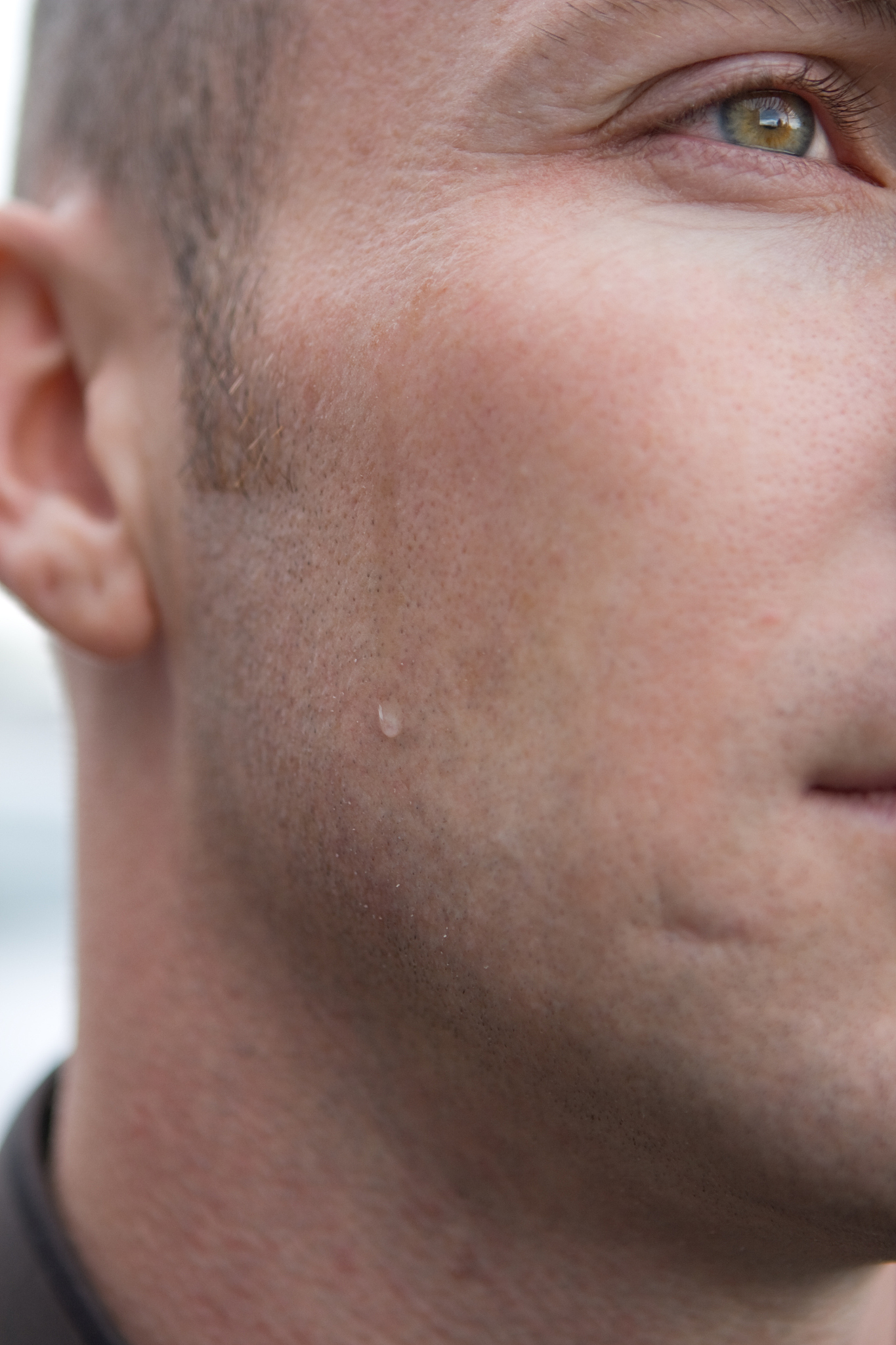 guy sweating or crying