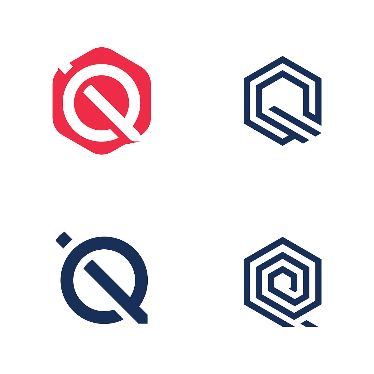 q字母初始标志矢量模板设计
