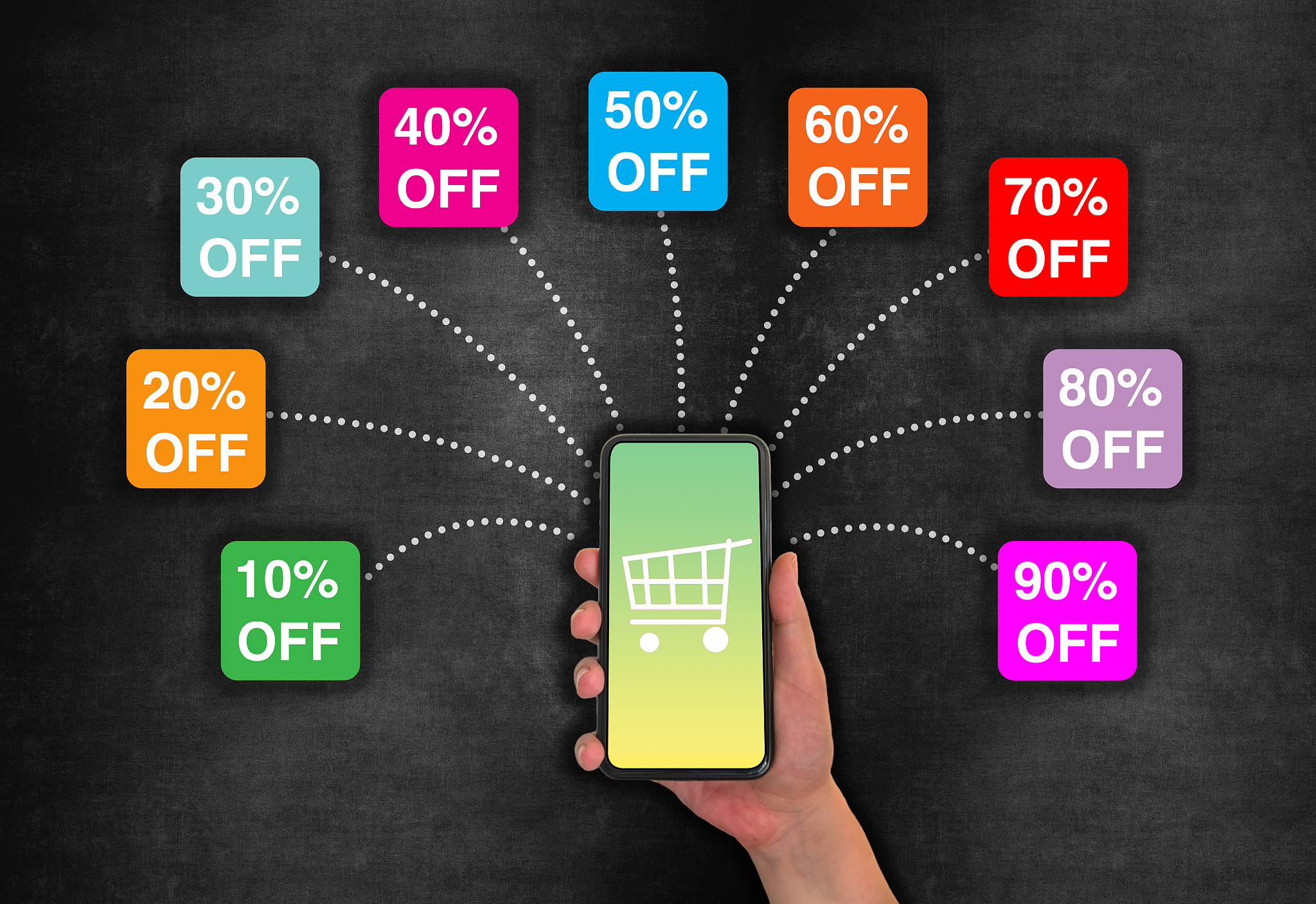 mobile phone and laptop with online shopping sale process
