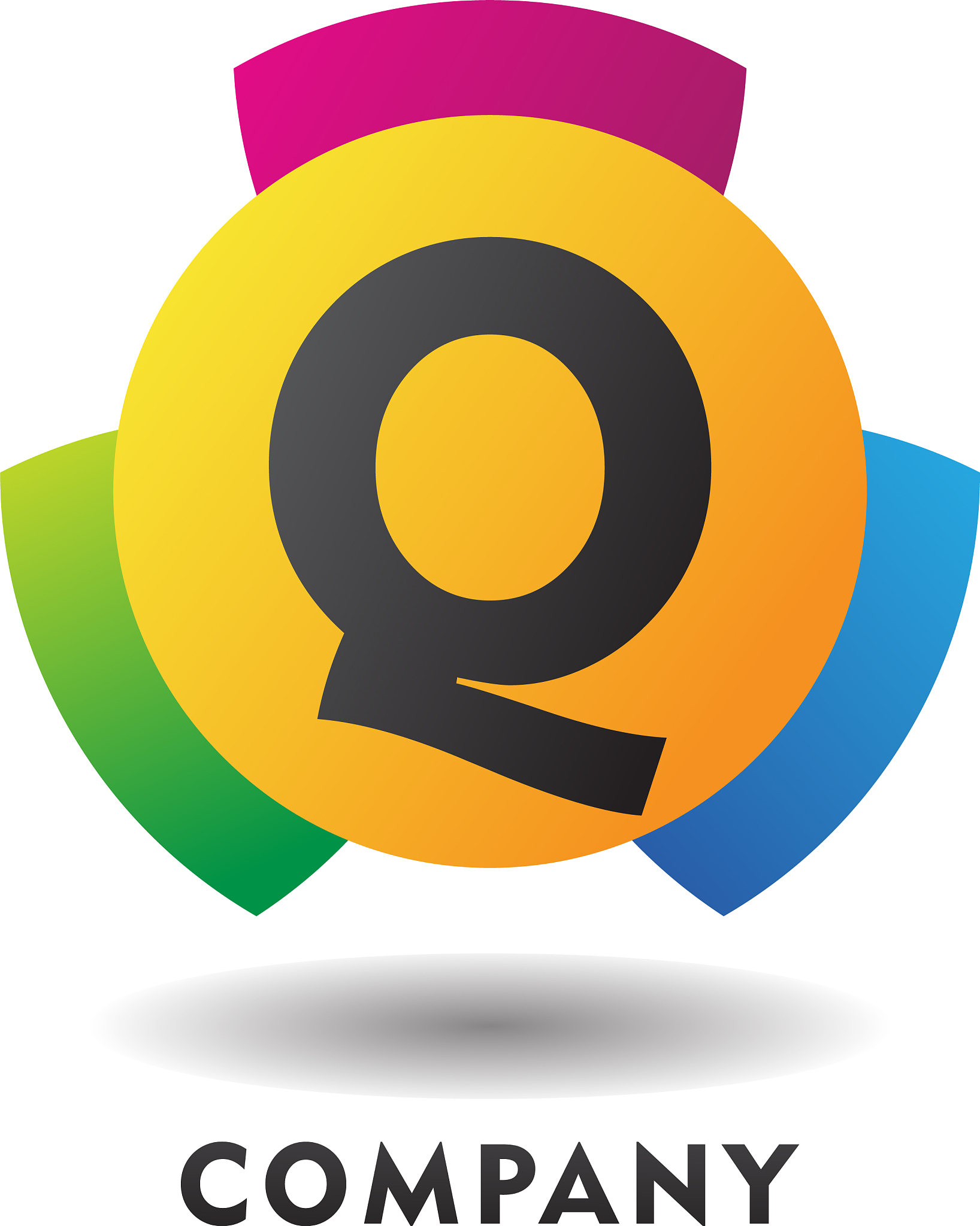 letter <strong>q</strong> cheerful logo concept colorful