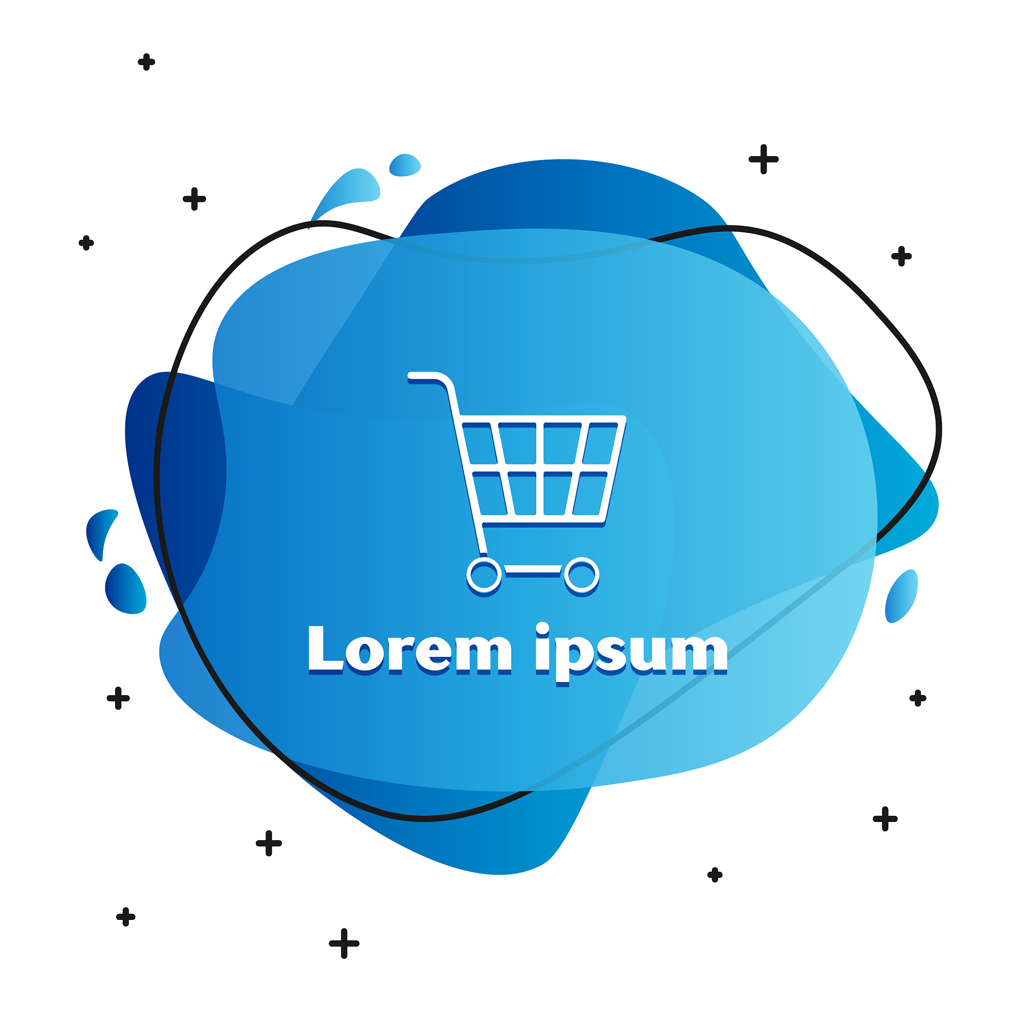 white shopping cart icon isolated on white