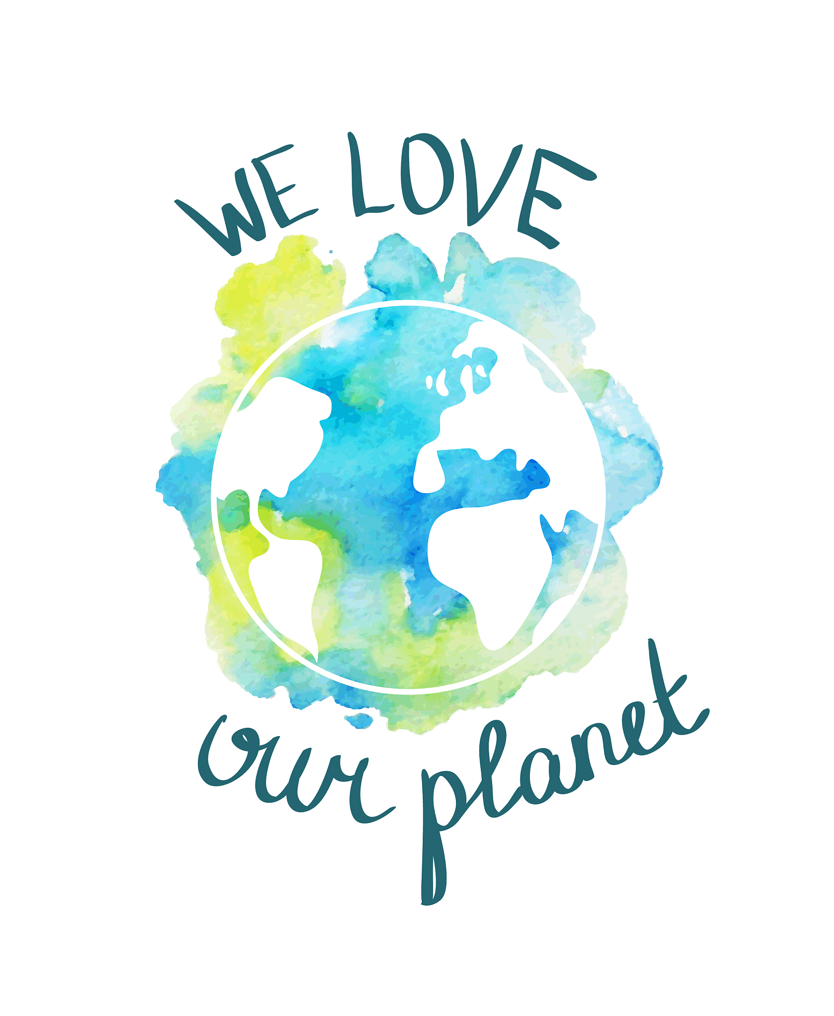 earth day with hand drawn watercolor planet