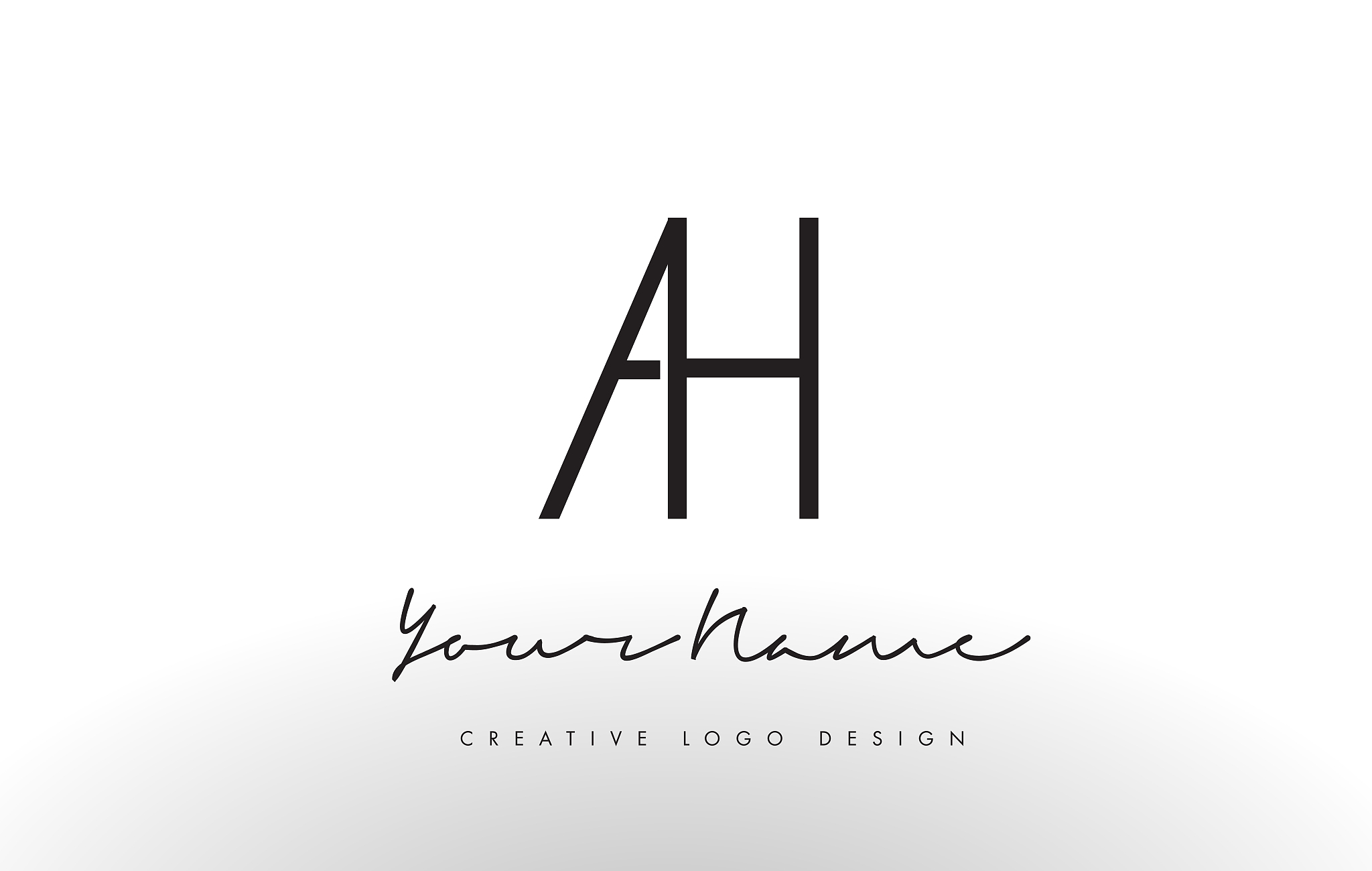 ah letters logo design slim creative simple black