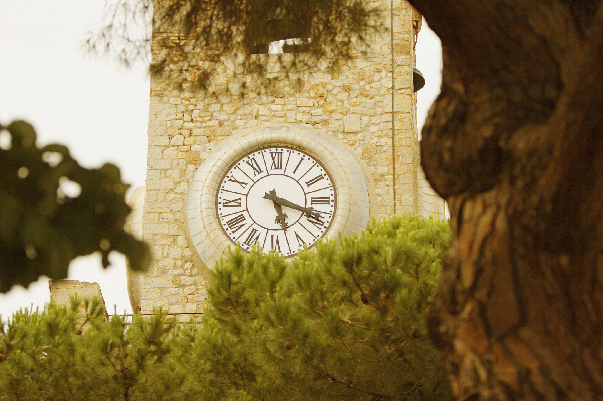low angle view of a clock tower, musee de la castre, cote d'azur