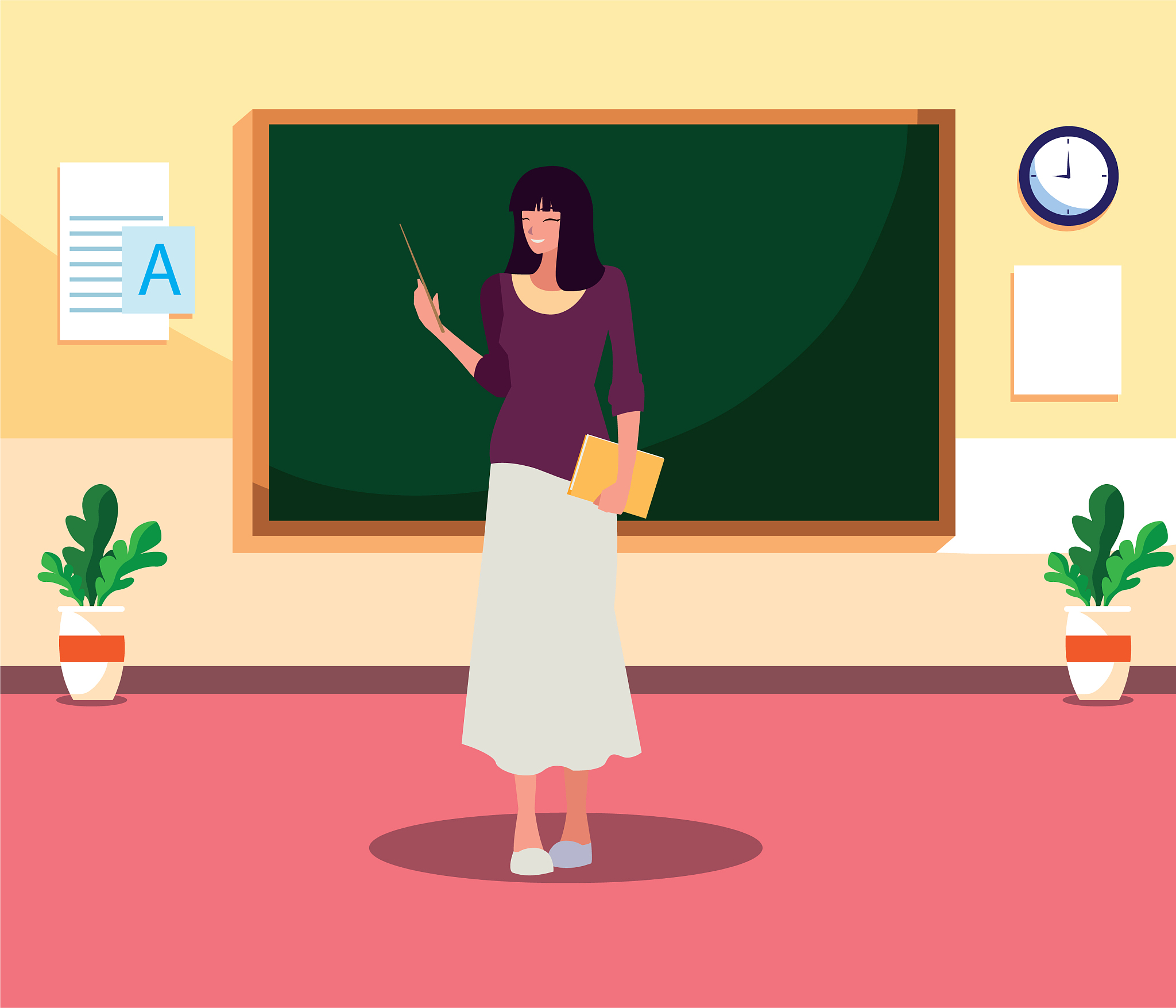 female teacher in classroom character