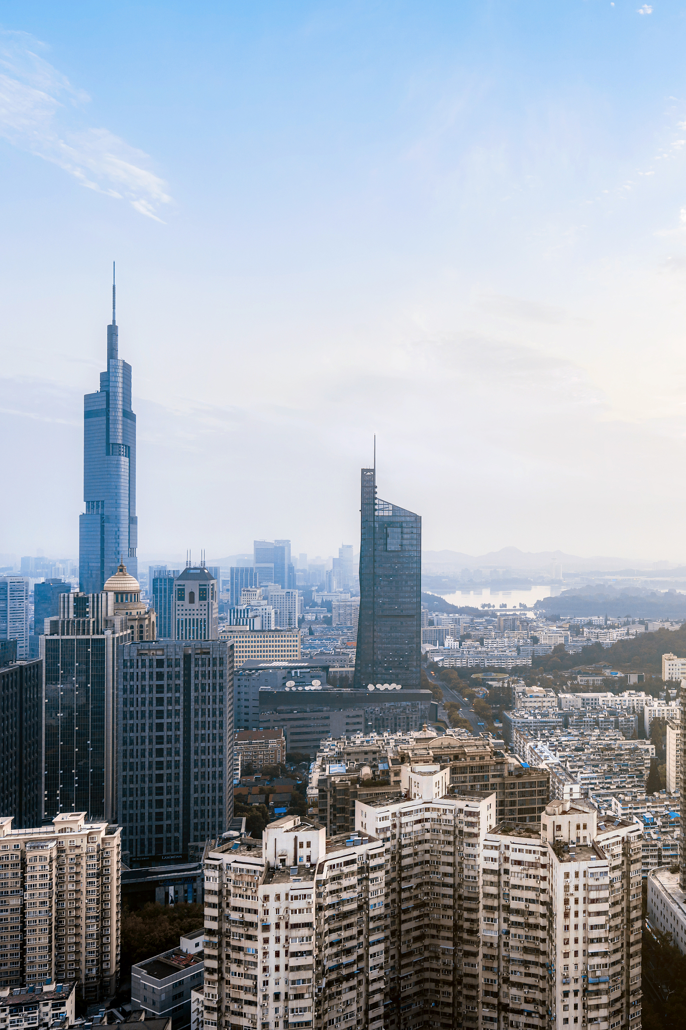 中国江苏南京新街口城市天际线晴天风光