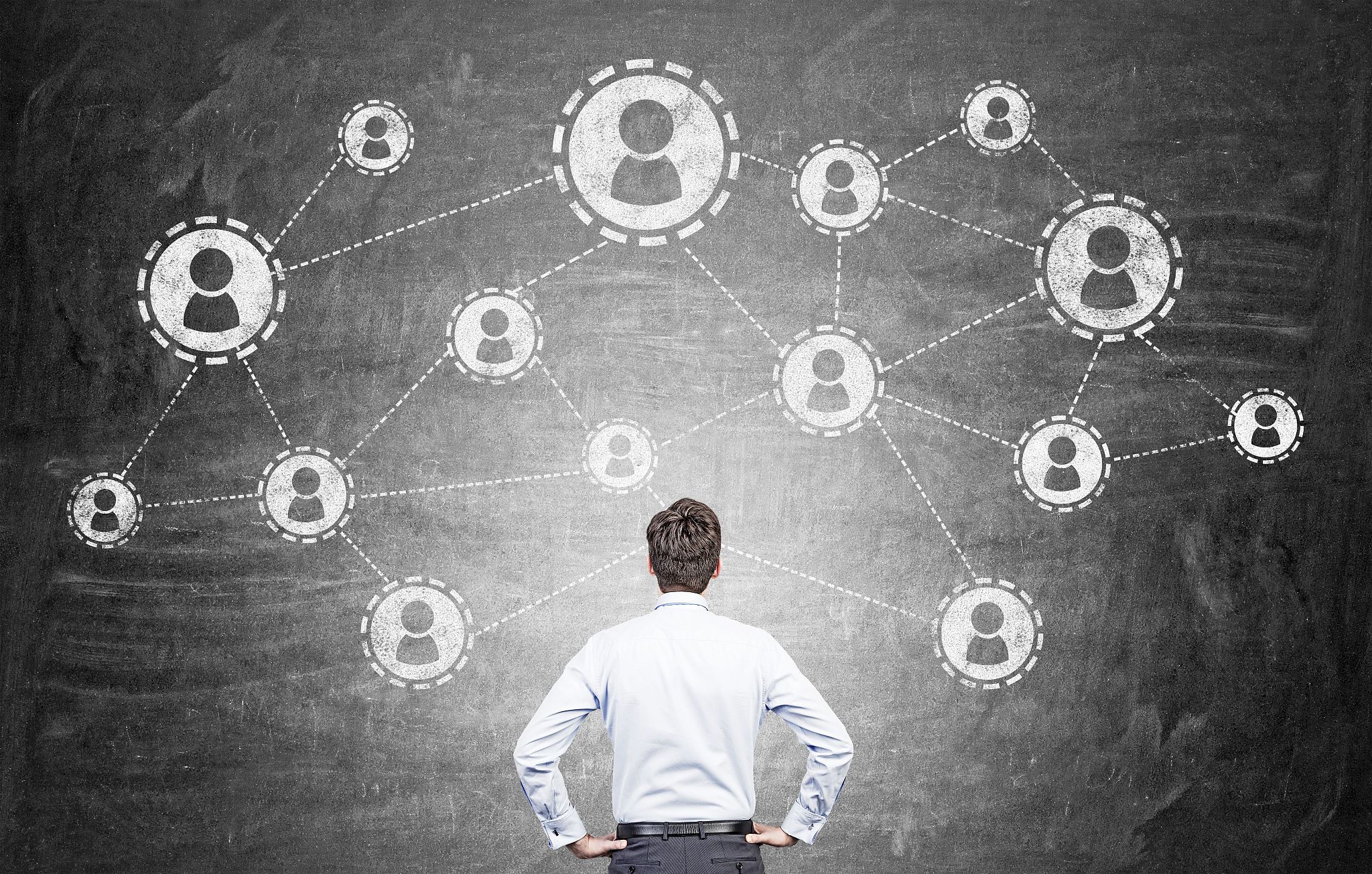social network on chalkboard