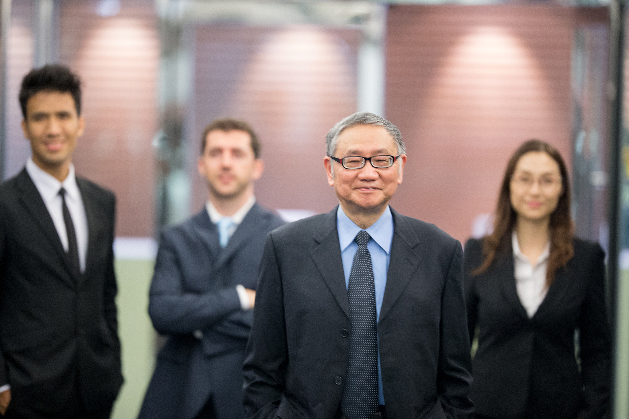 asian senior business portrait with his business team
