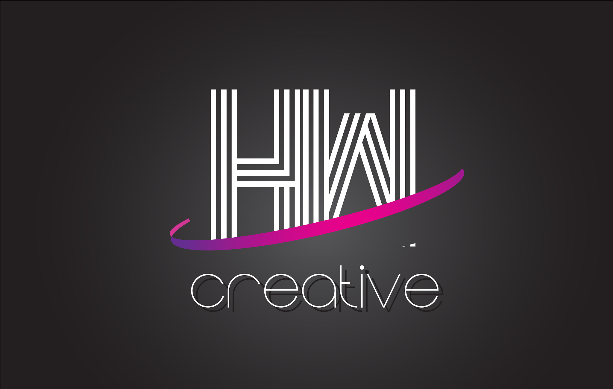 hw h w letter logo with lines design and purple