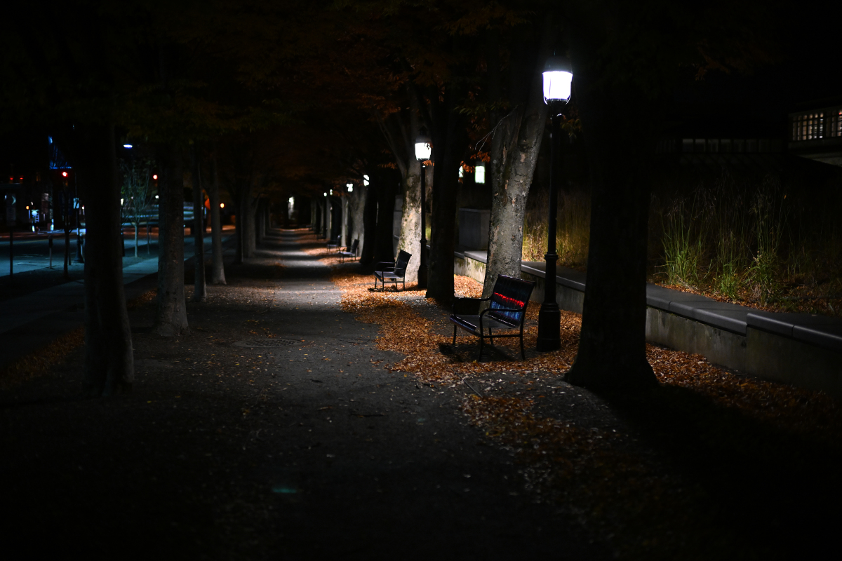 深夜的城市人行道