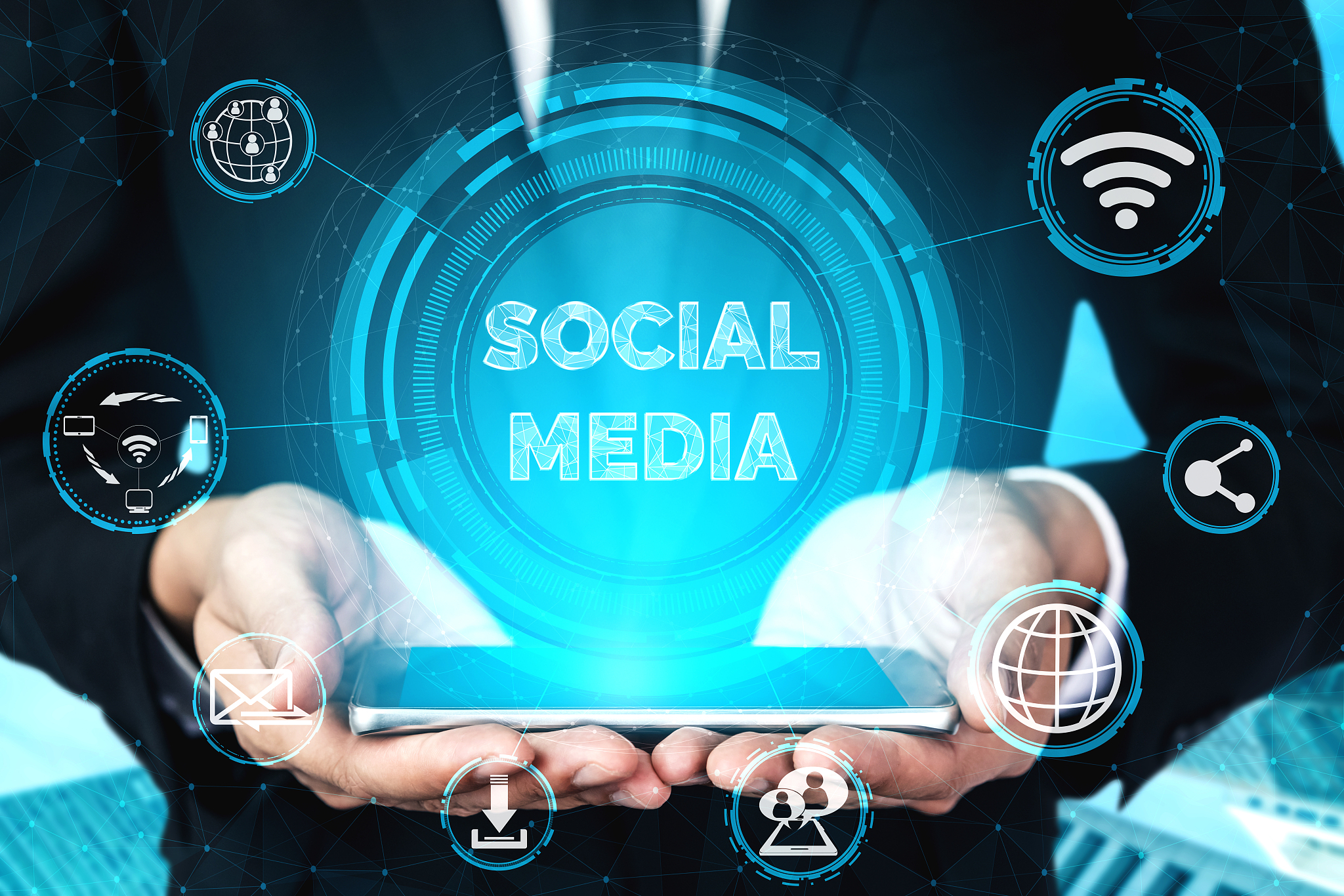 social media and people network technology concept