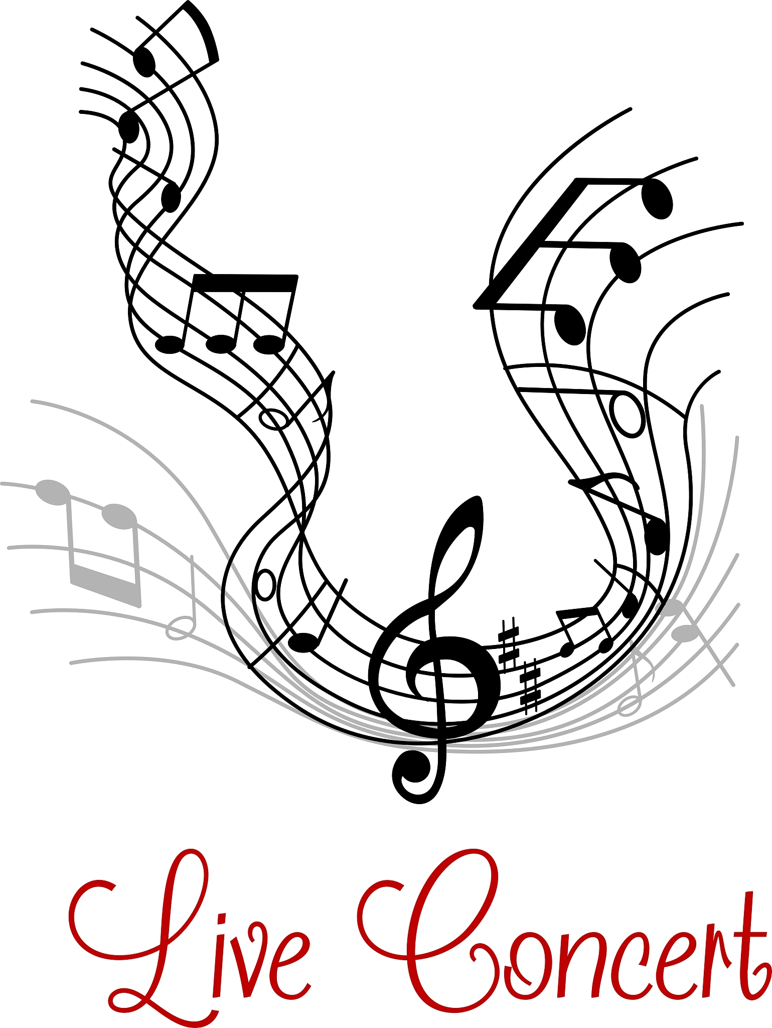 musical composition with wave and notes