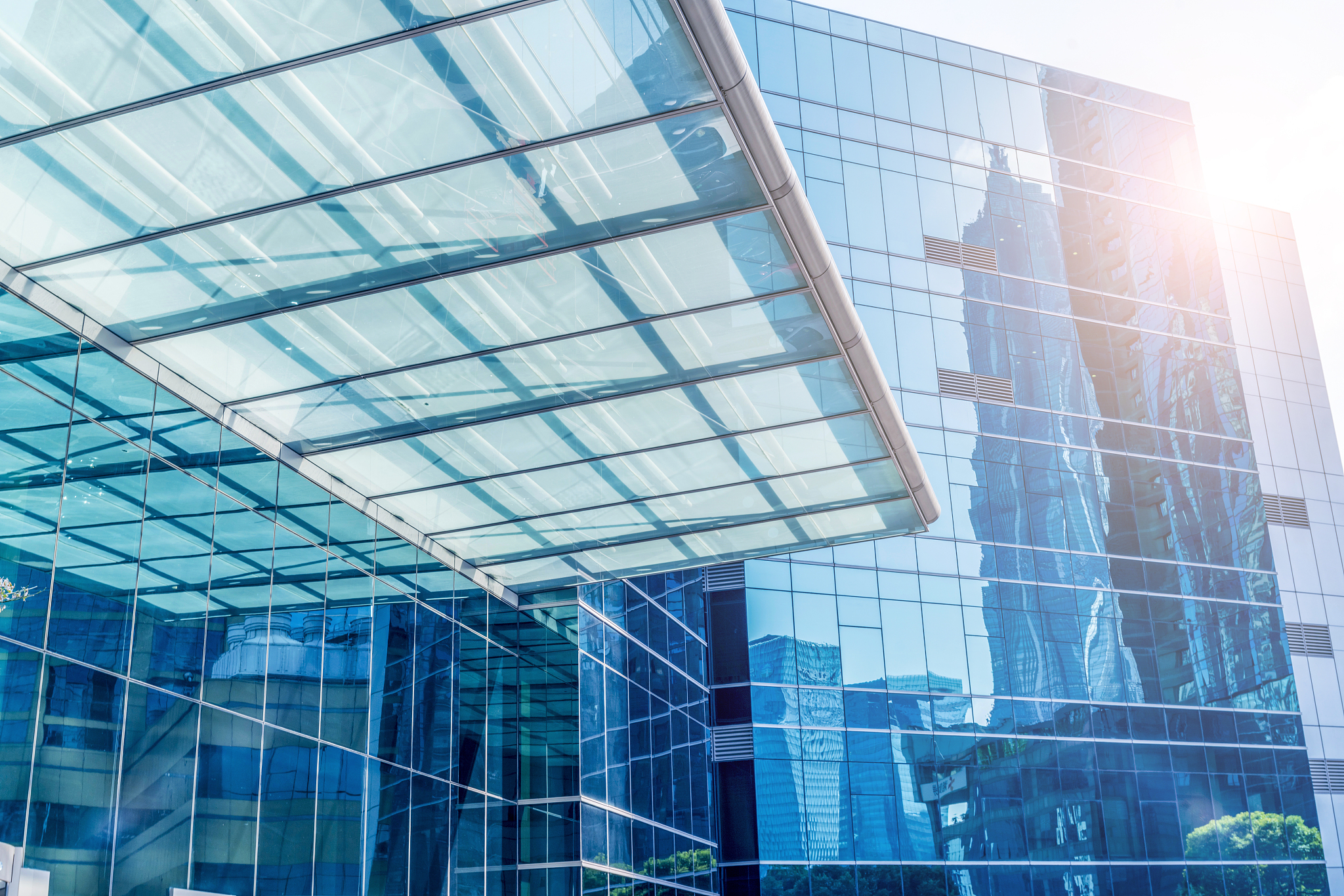 low angle view of skyscrapers architectural glass