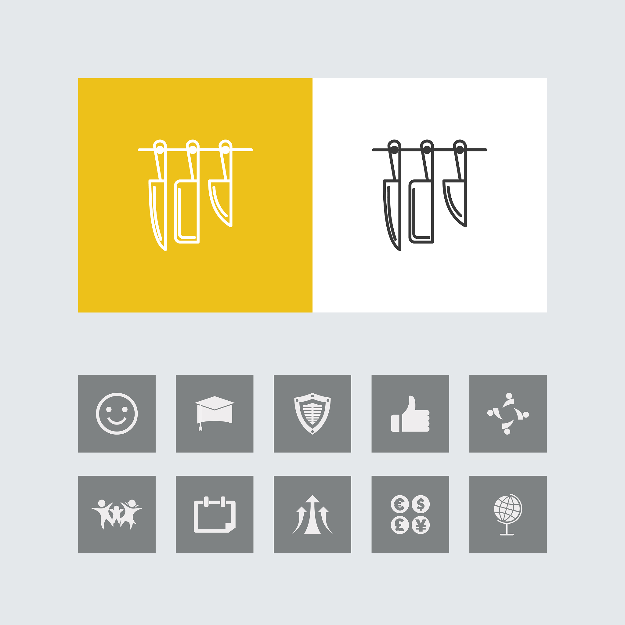 creative kitchen knife line icon with bonus icons.