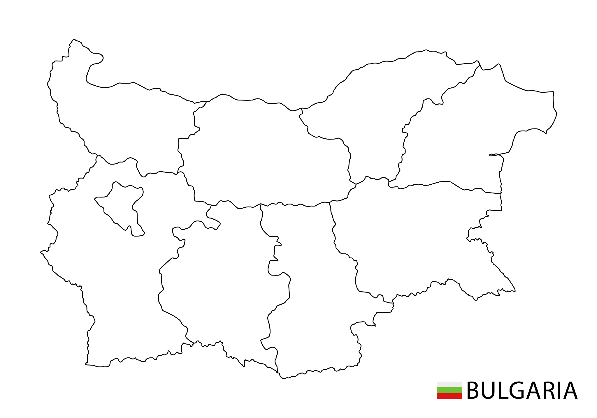 bulgaria map, black and white detailed outline regions of the co