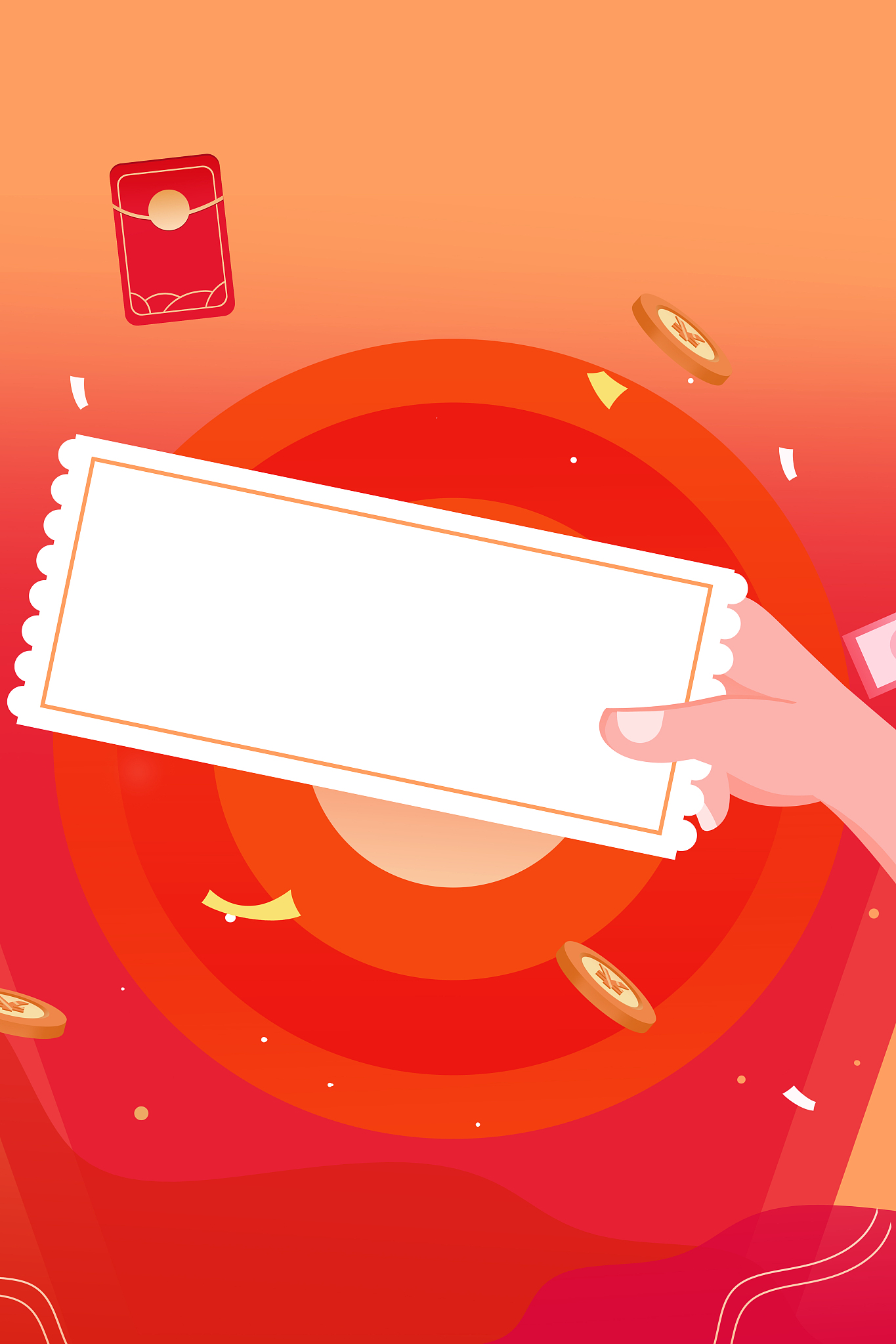 画面以弘色风暴为主题可以使用鲜艳的红色作为画面的主色调代券、红包、礼盒是弘色风暴的主要元素。