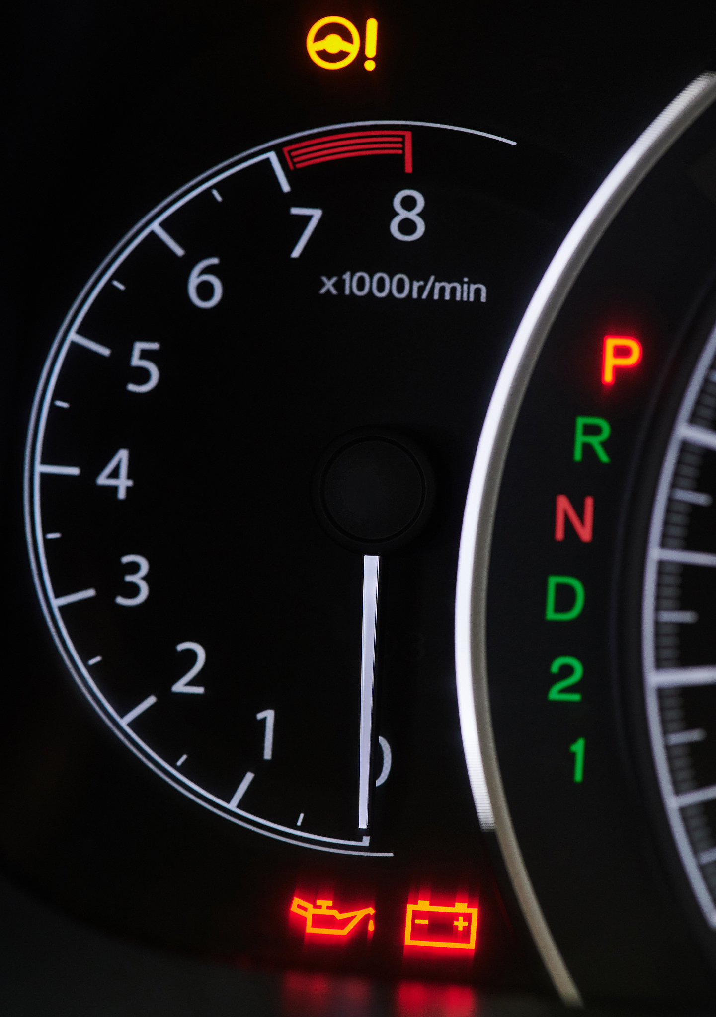 colorful warning sign in car dashboard