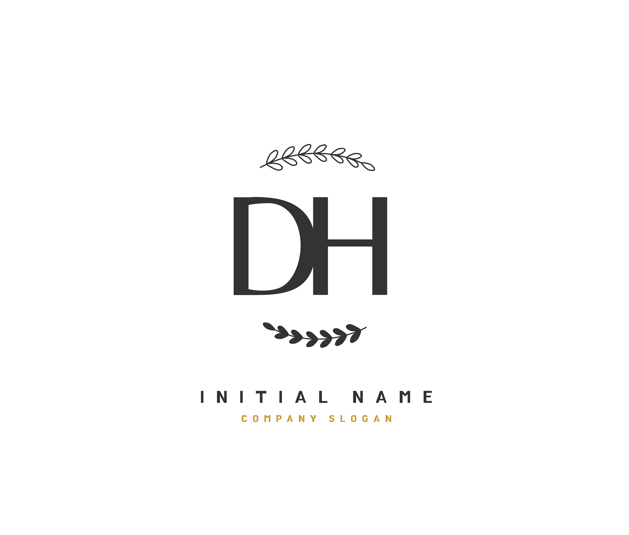 d h dh beauty initial logo handwriting logo of