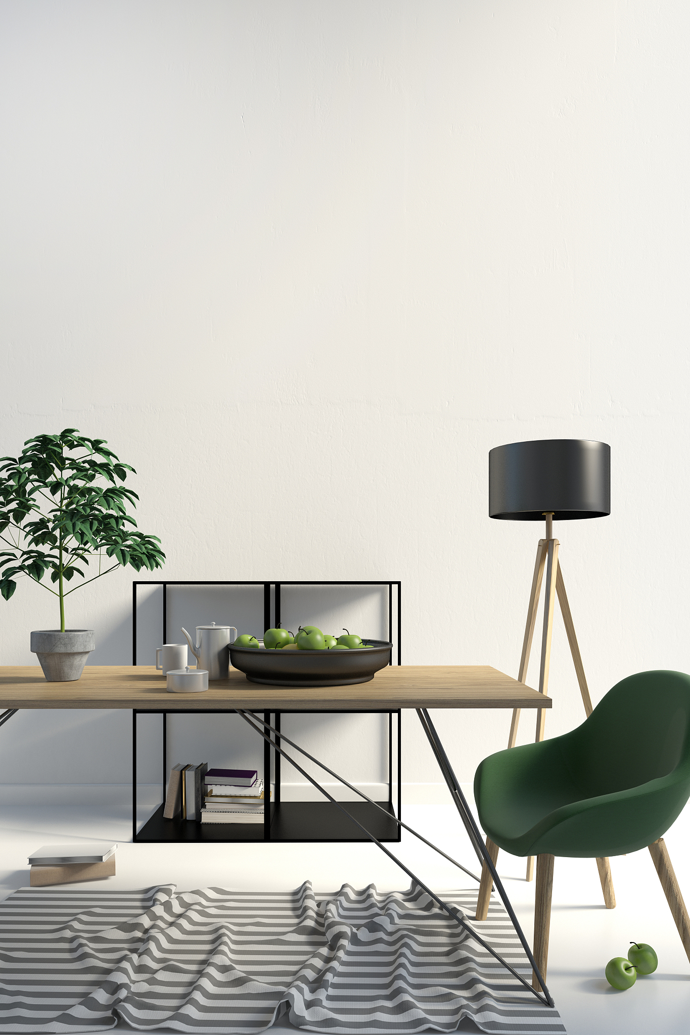 iinterior design in contemporary style. mock up wall. 3d illustr