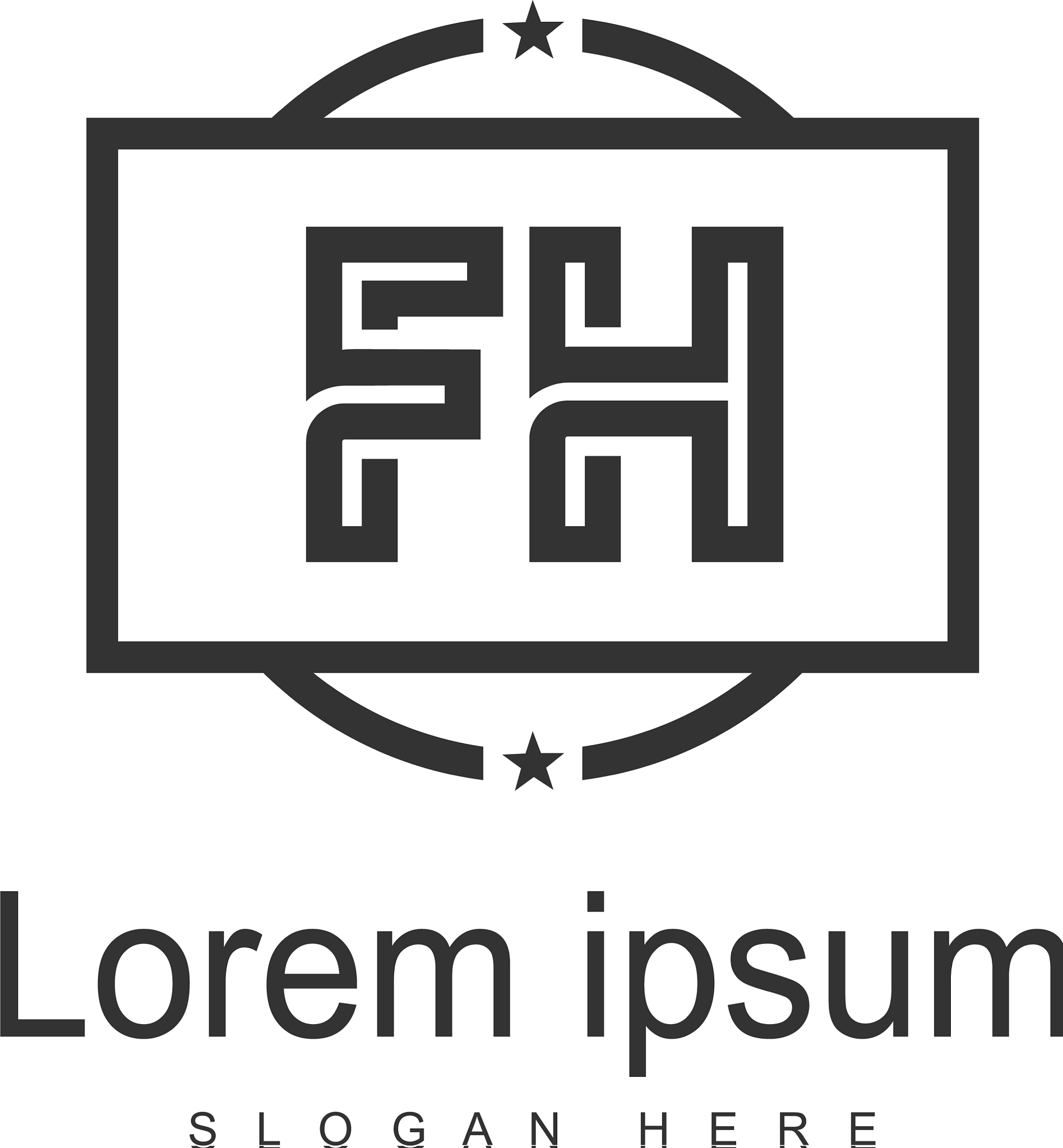 initial fh logo template with modern frame