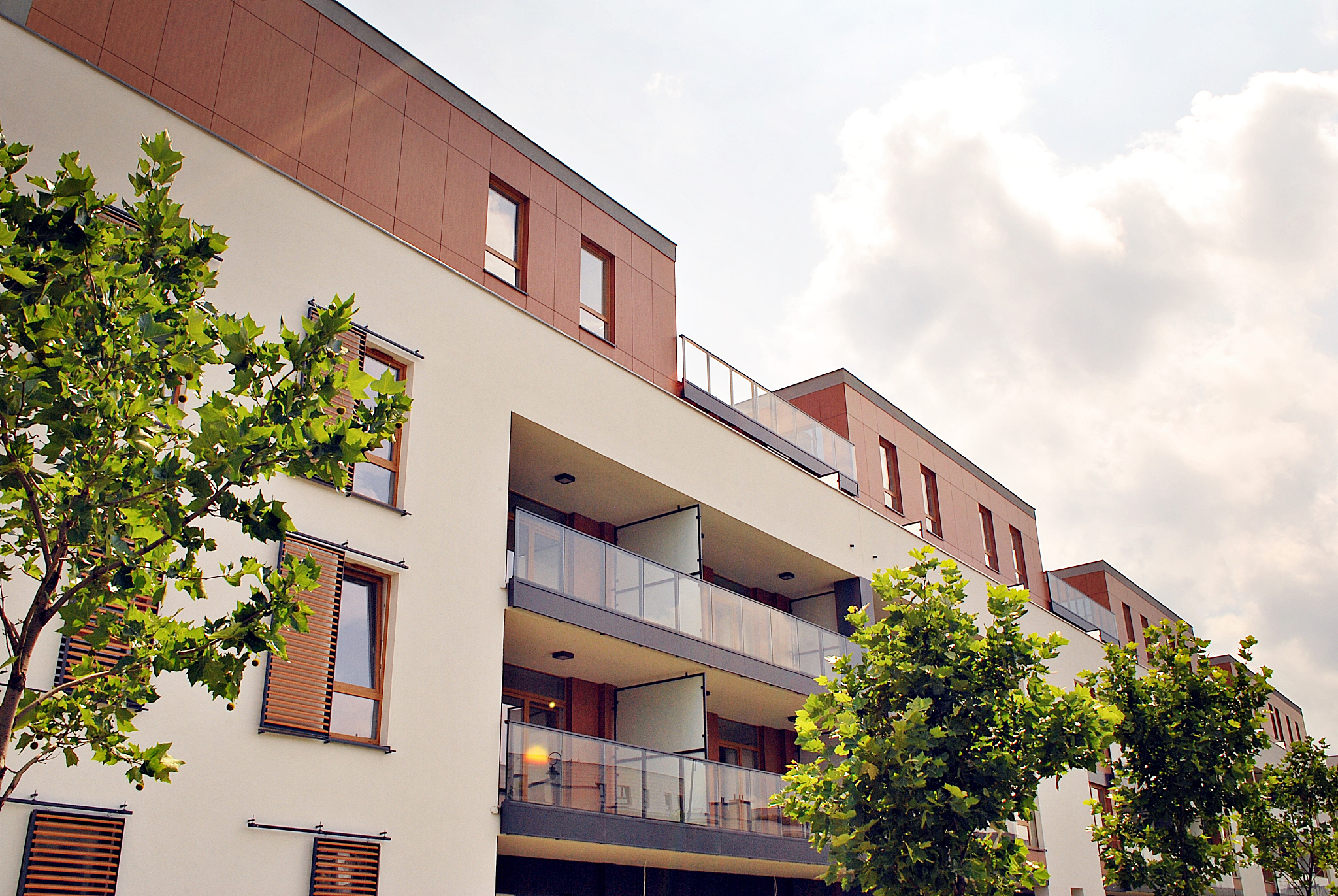 modern, luxury apartment building.