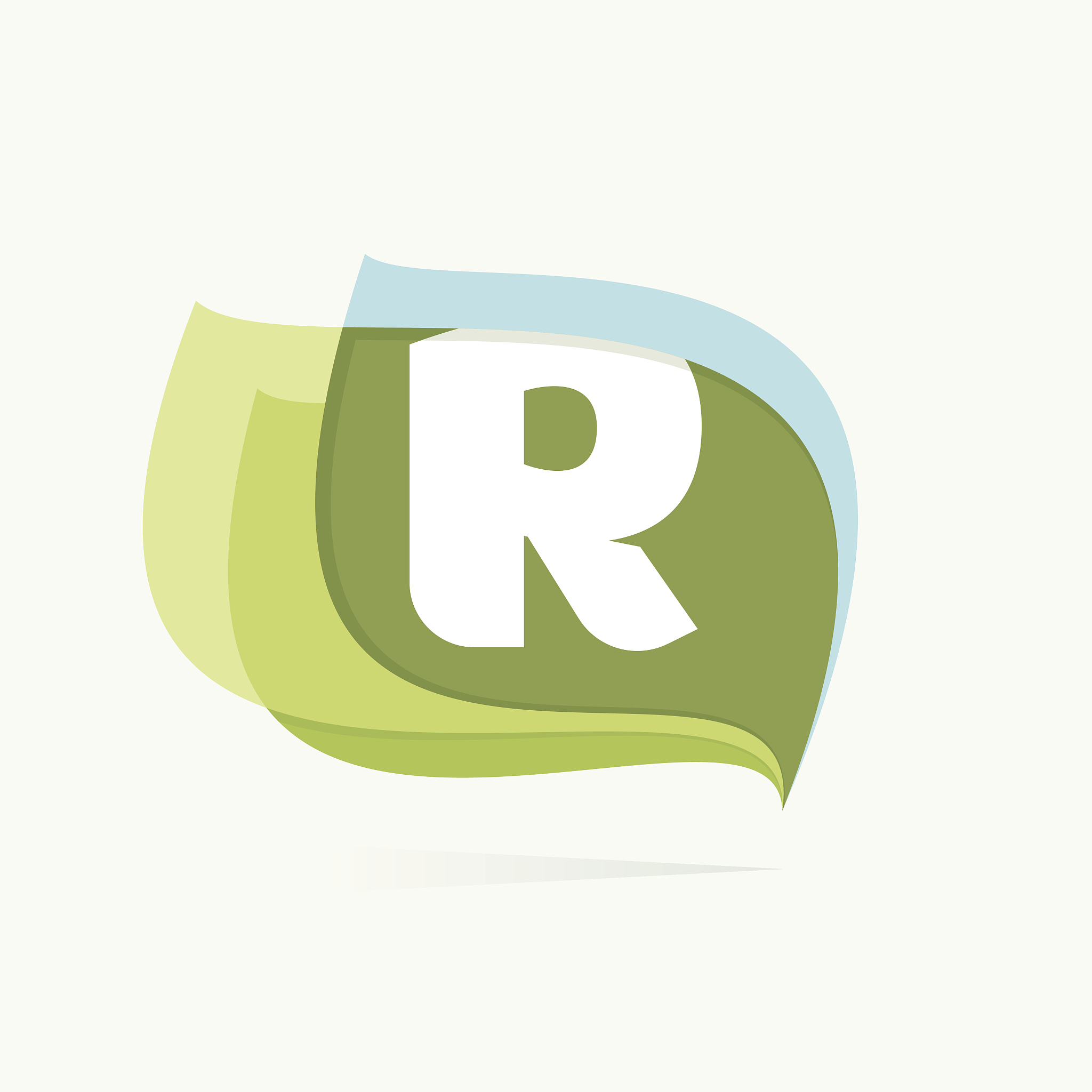 letter r in leaves or flags icon.