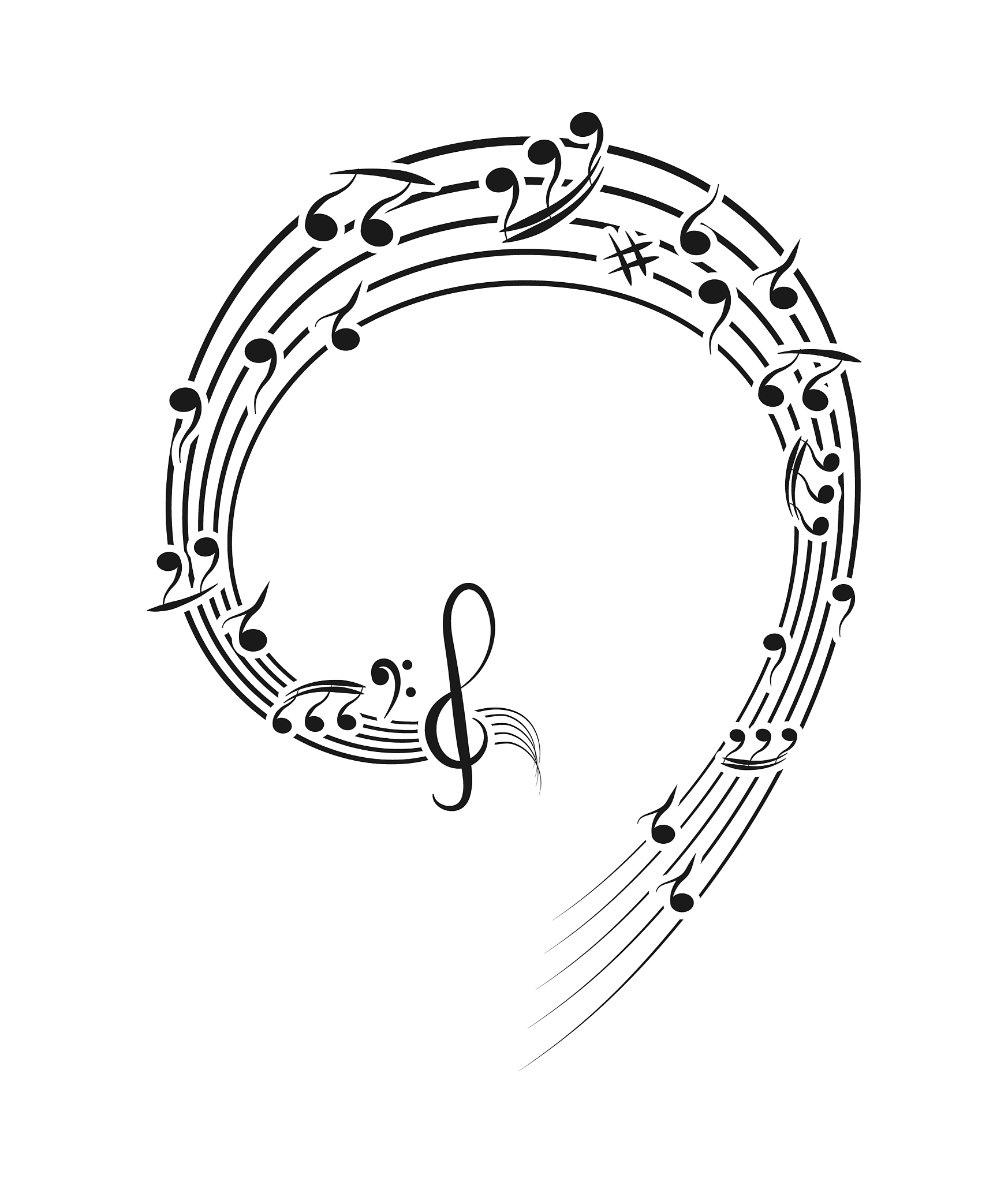musical notes on stave flat design