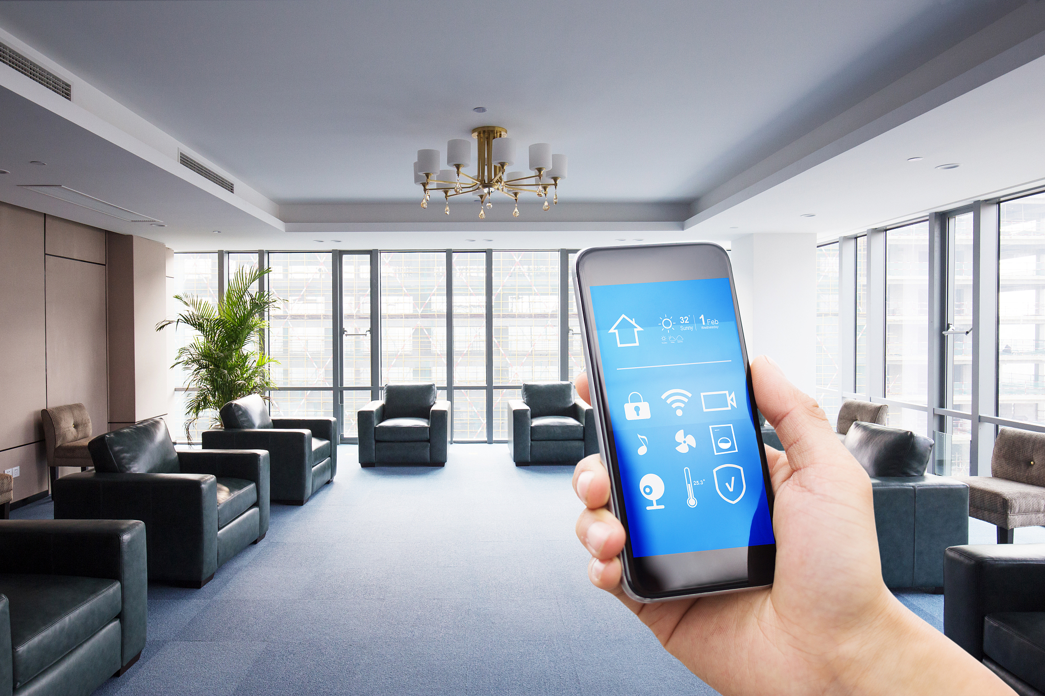 smart home system on mobile phone with background