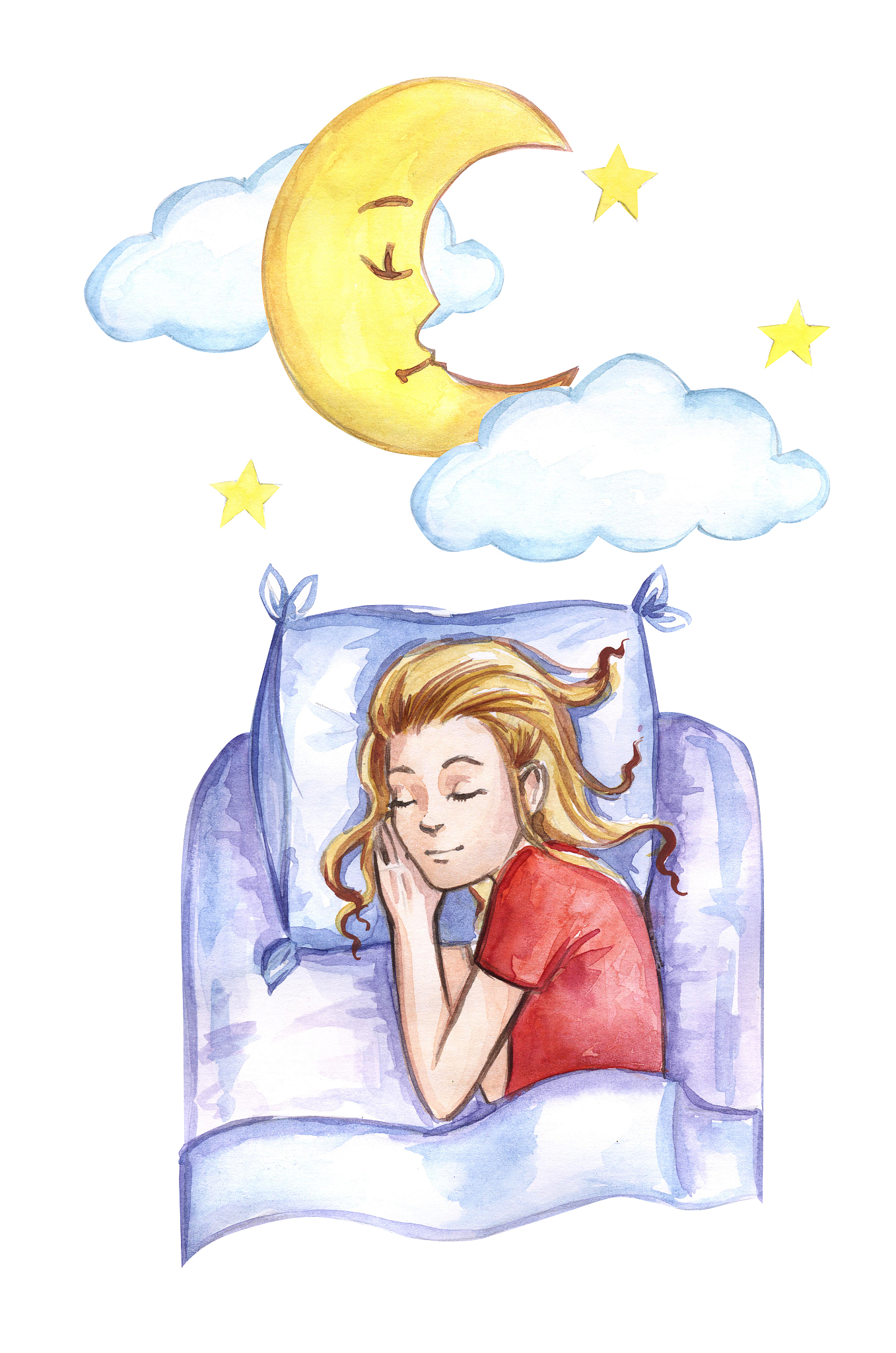 international day of sleep. watercolor illustration of sleeping 