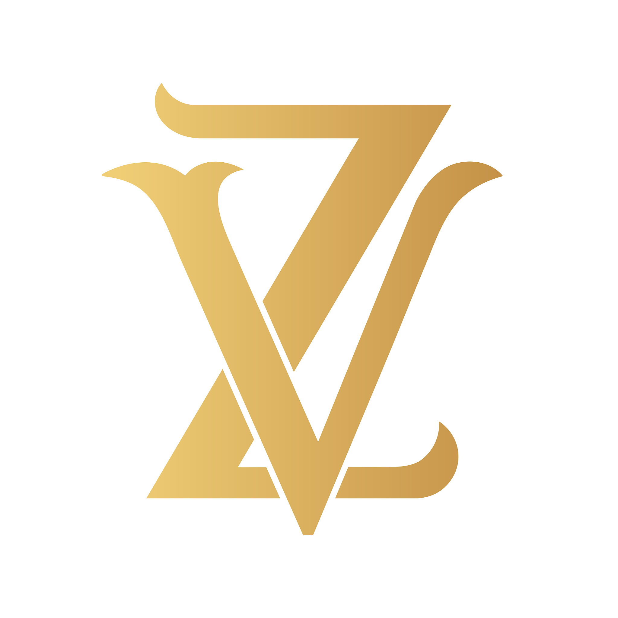 golden vz monogram isolated in white.