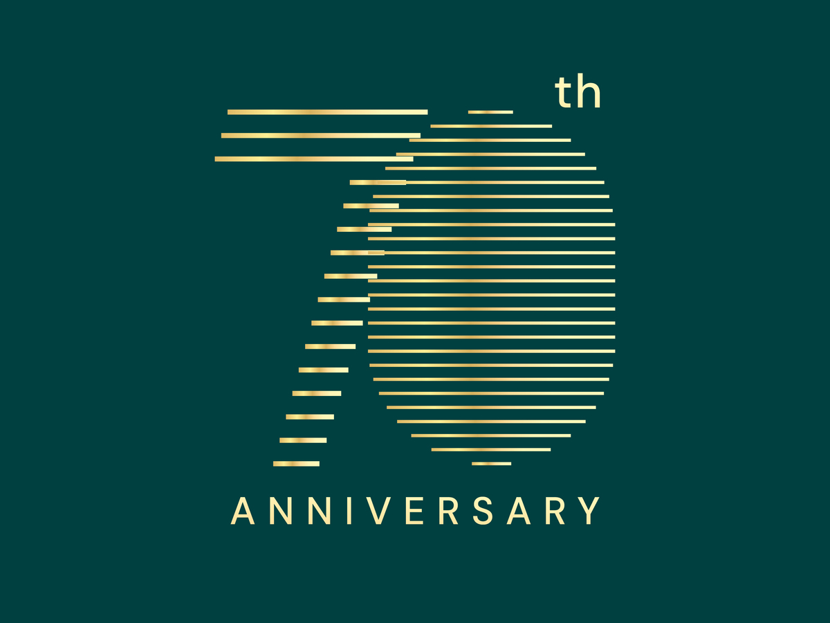 70周年庆典奢华金色条纹图案,构成数字70的矢量设计