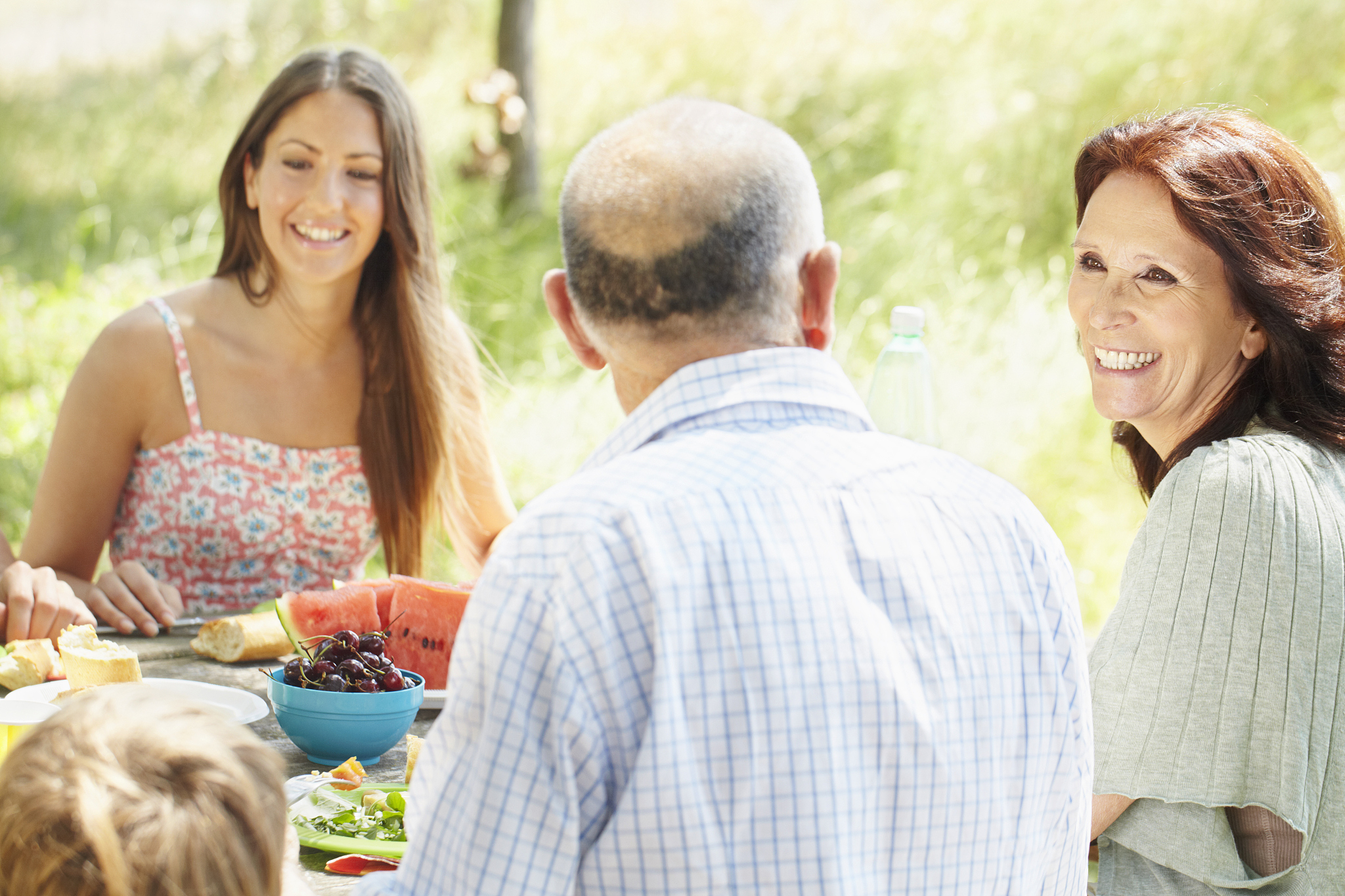 family group at rural picnic