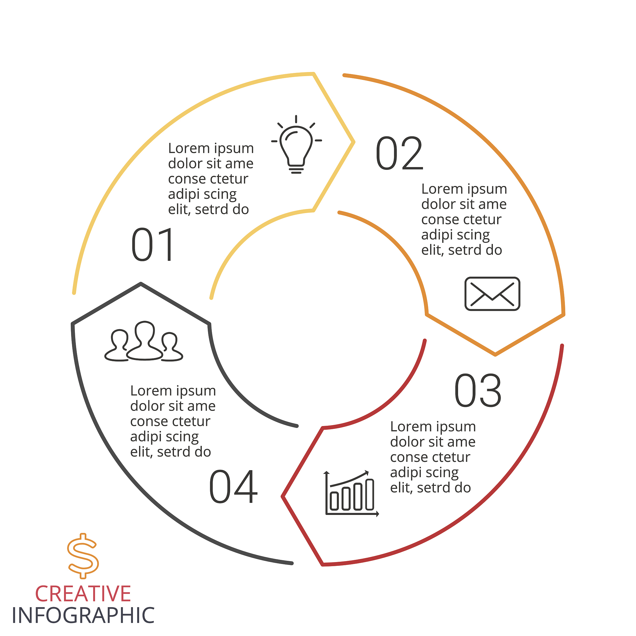vector circle arrows infographic, cycle diagram, linear graph, p