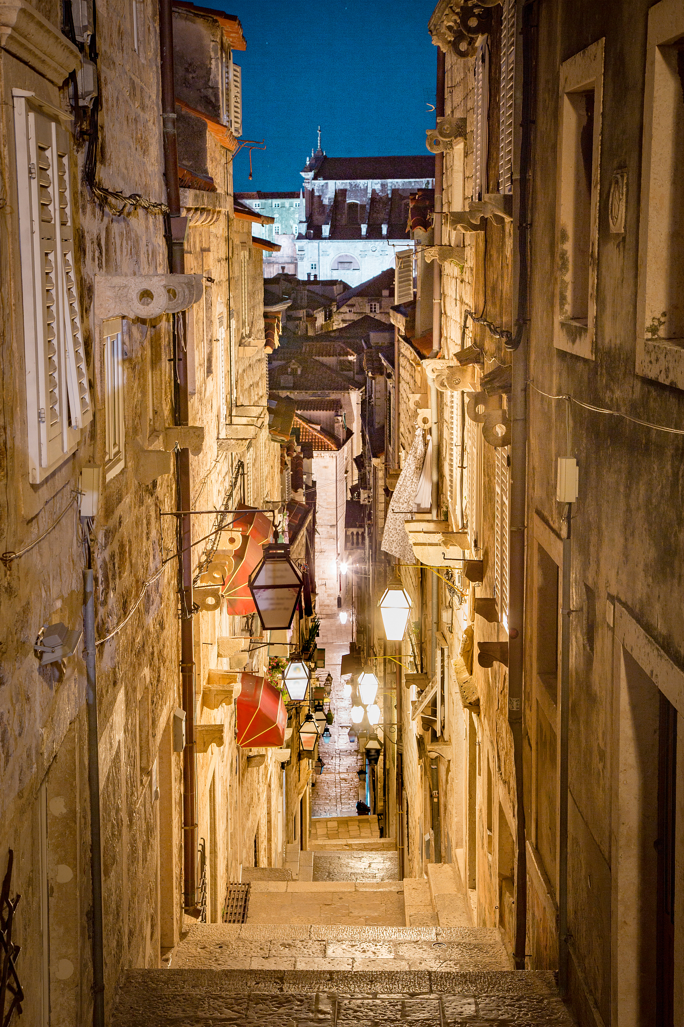 old town of dubrovnik at twilight, dalmatia, croatia