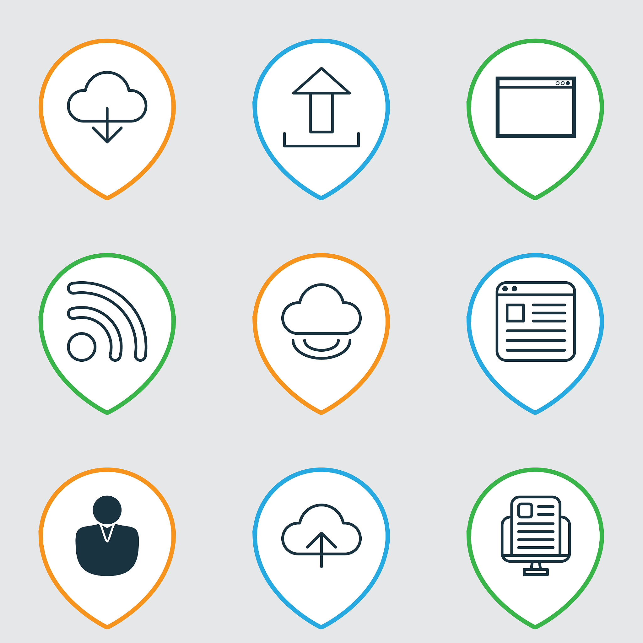 set of 9 web icons includes account blog page