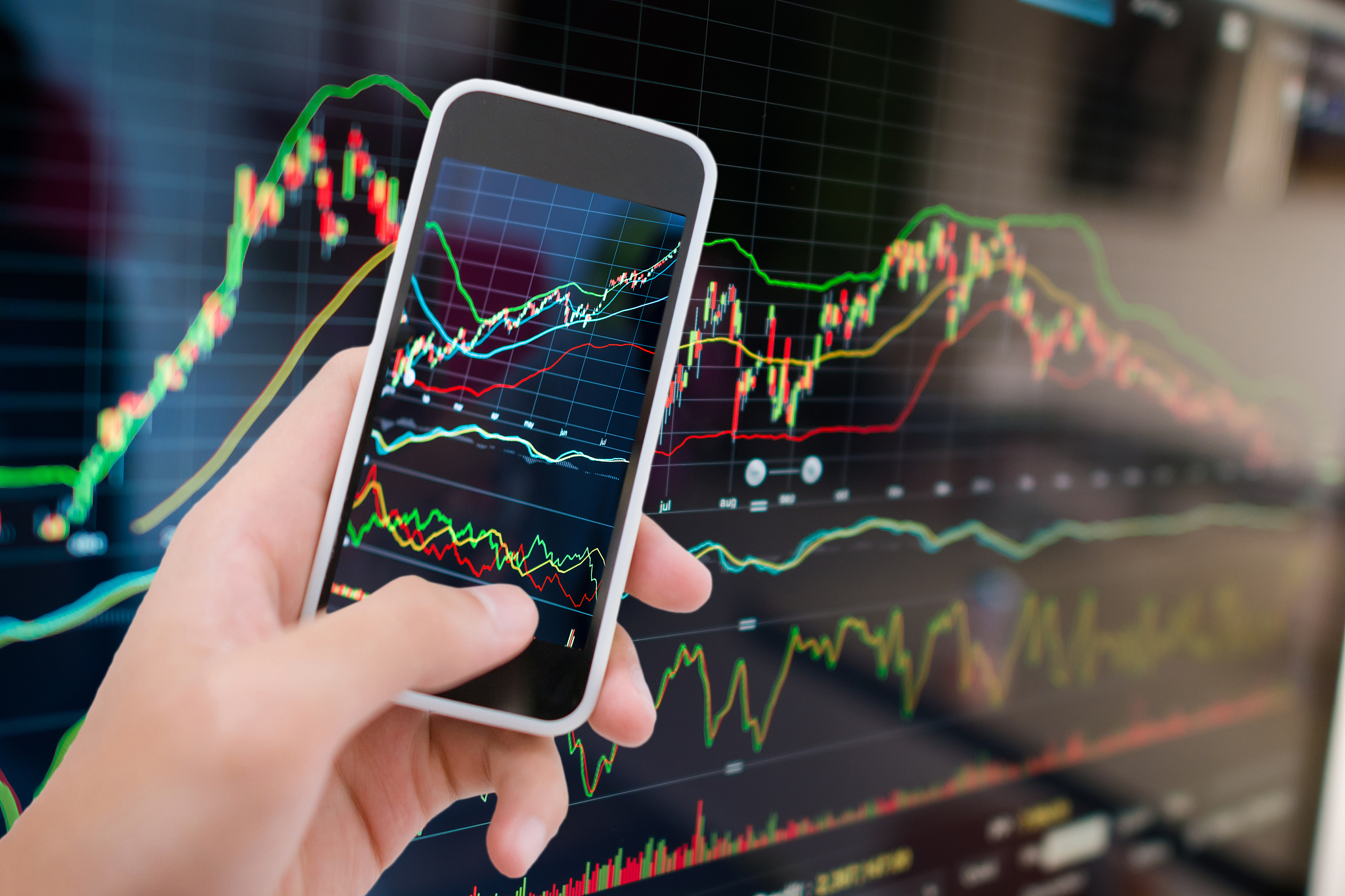stock market graph and smartphone analysis stockmarket