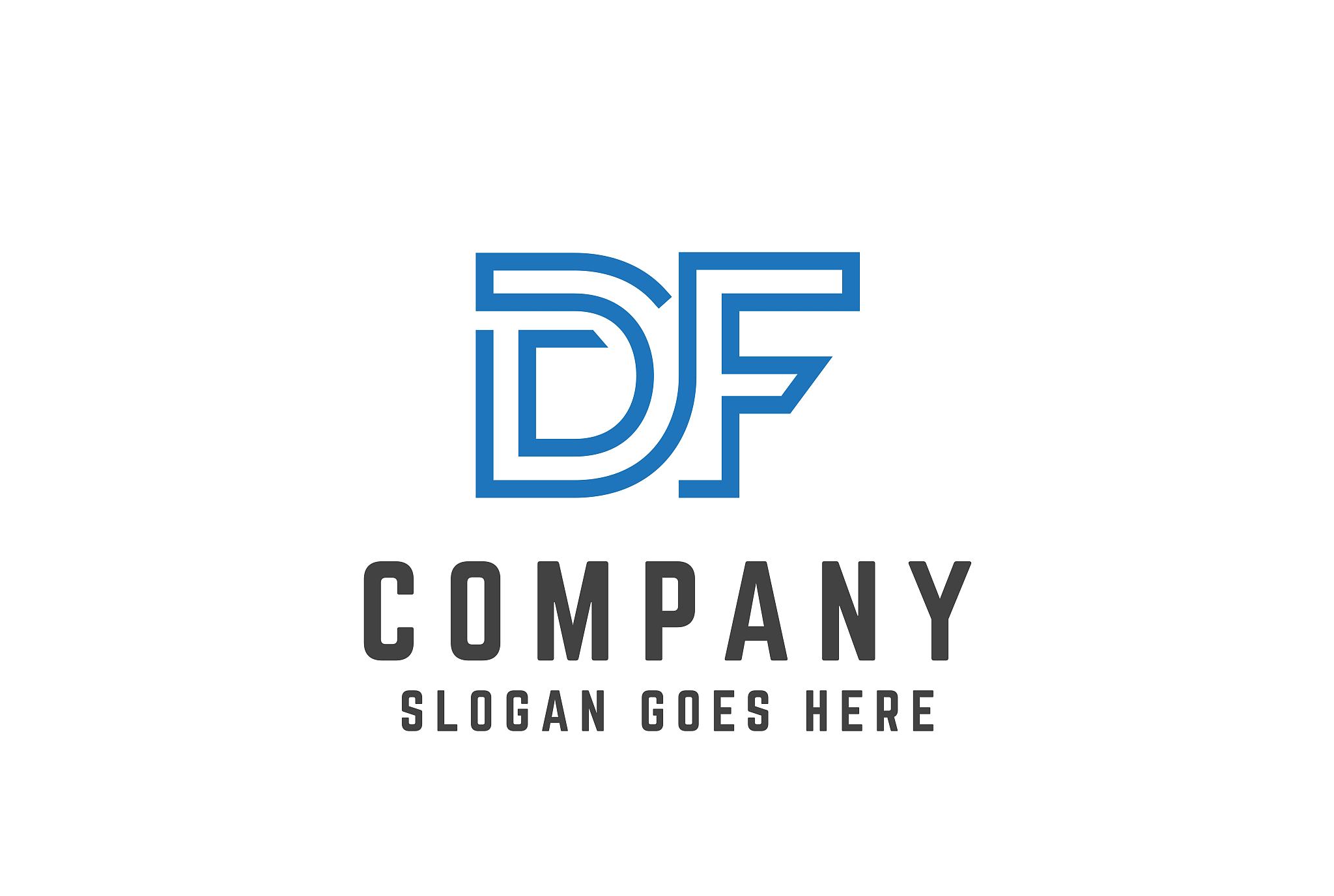 blue initial letter df logo vector template