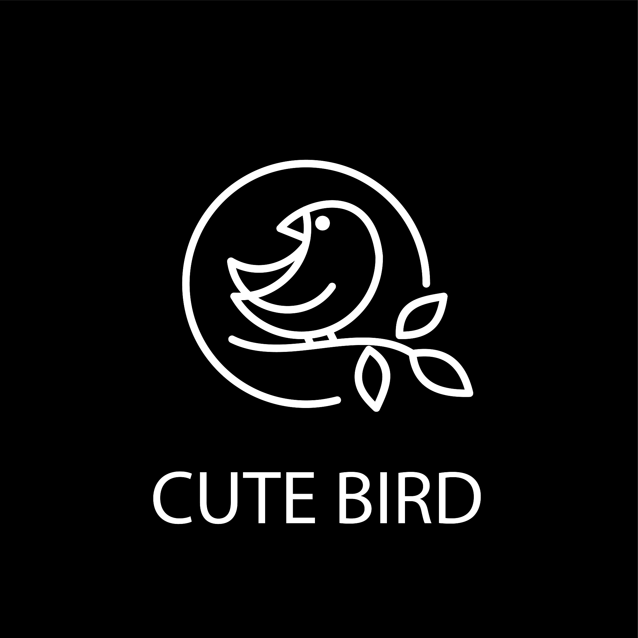 cute bird line logo icon design