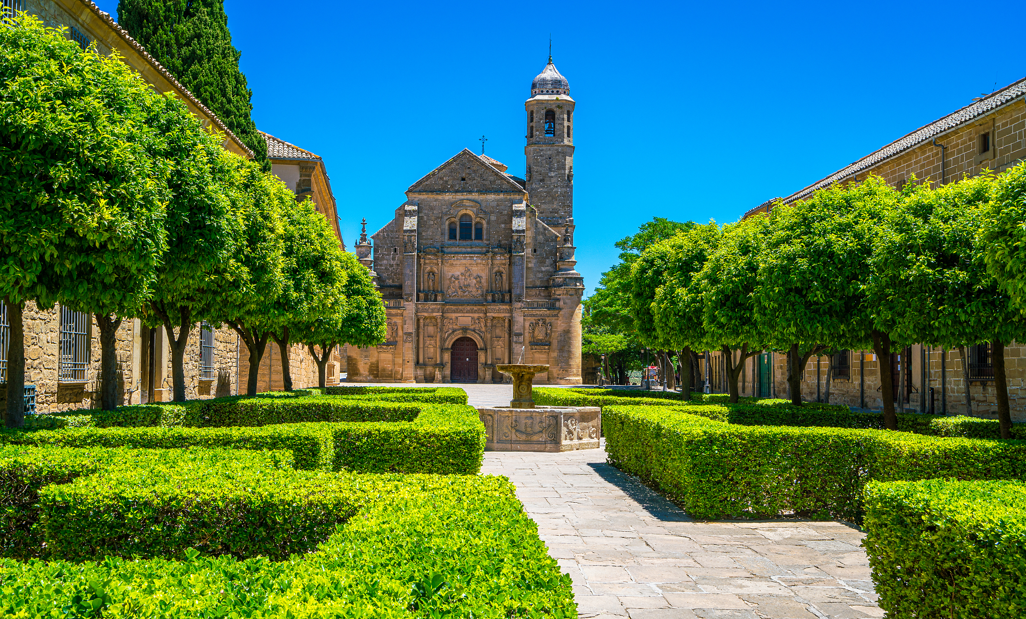 summer sight in ubeda with the beautiful church "sacra chapel of