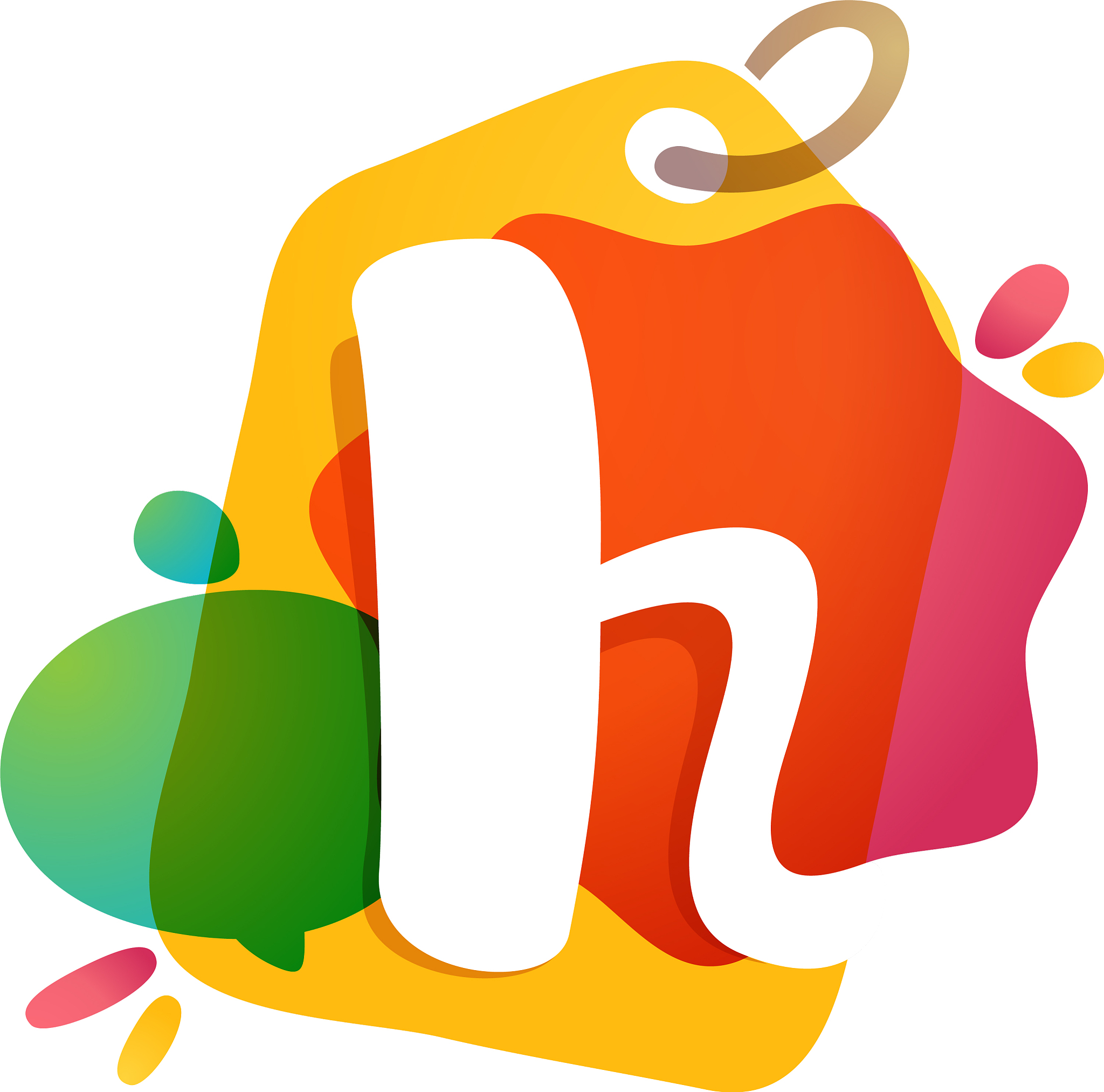 h letter logo with sale tag icon watercolor