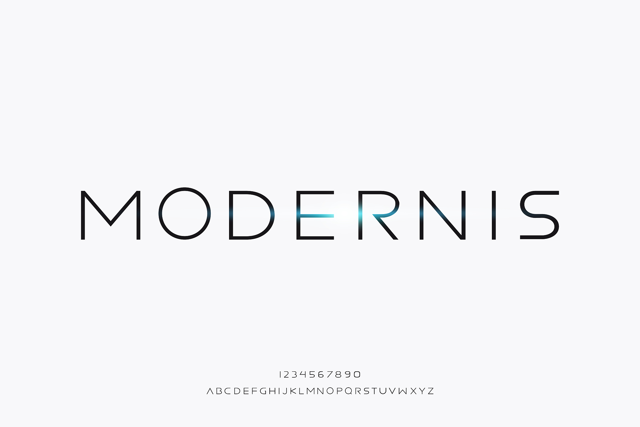 modernis, a modern minimalist futuristic alphabet font design