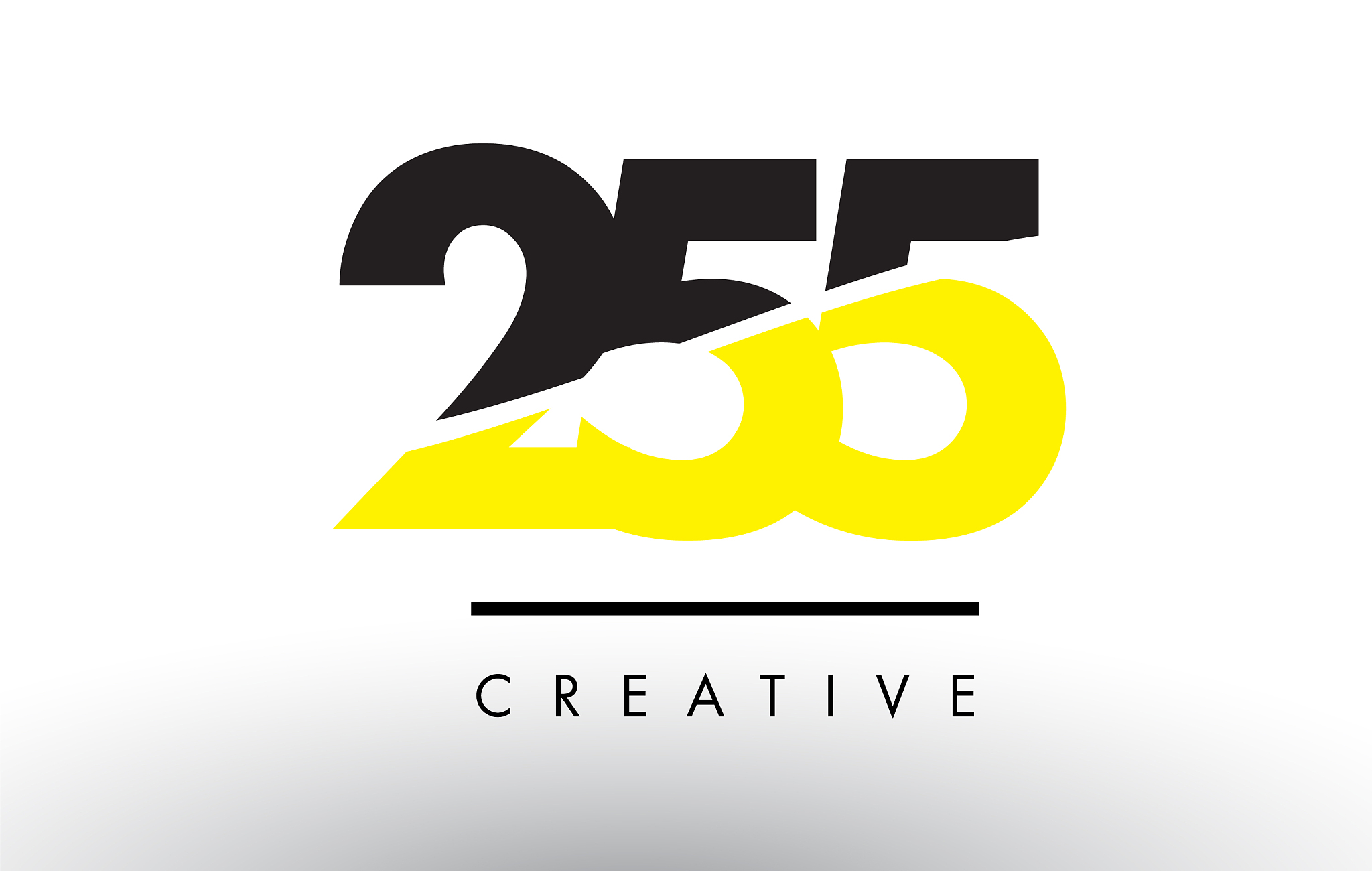 255 black and yellow number logo design