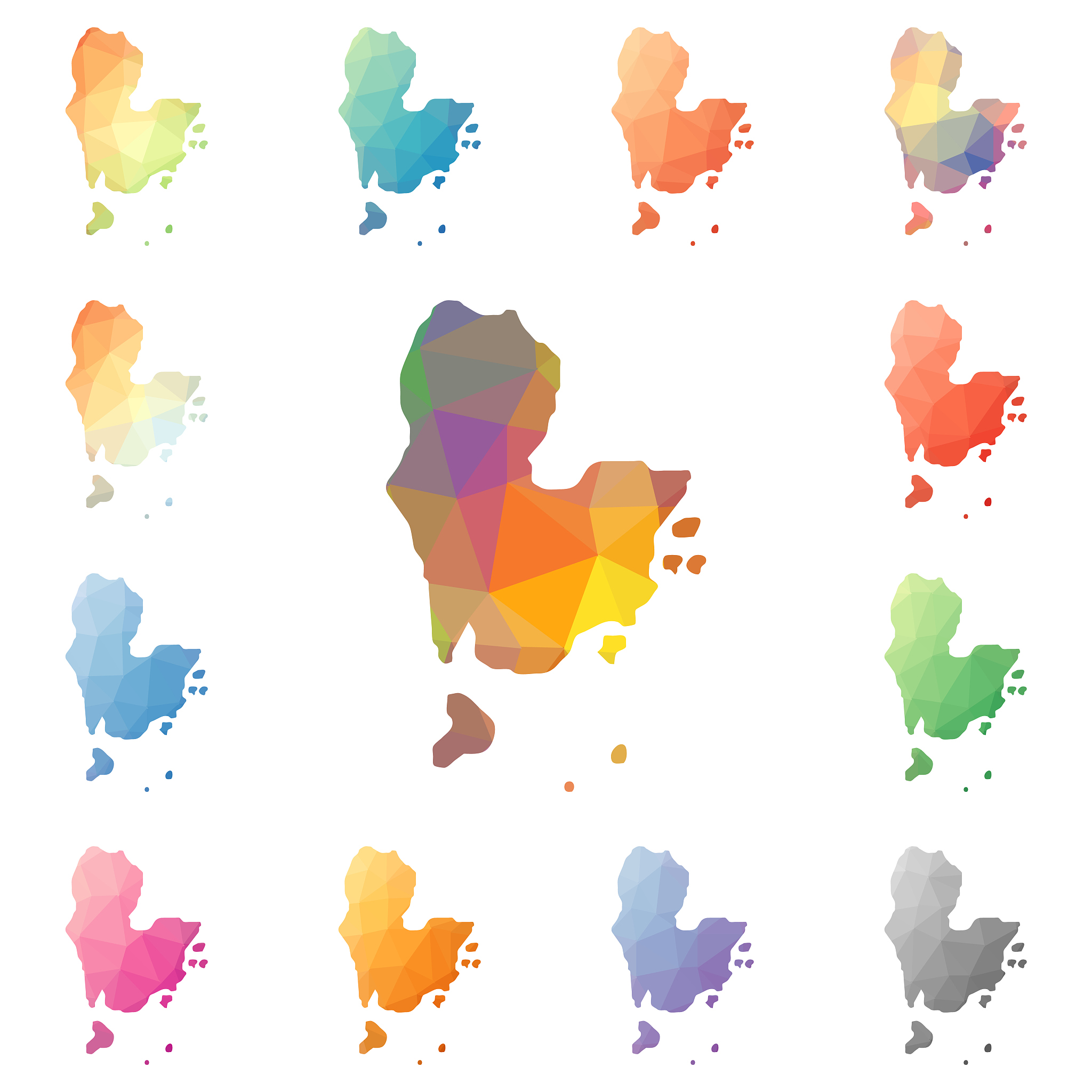 redang island geometric polygonal, mosaic style island maps coll