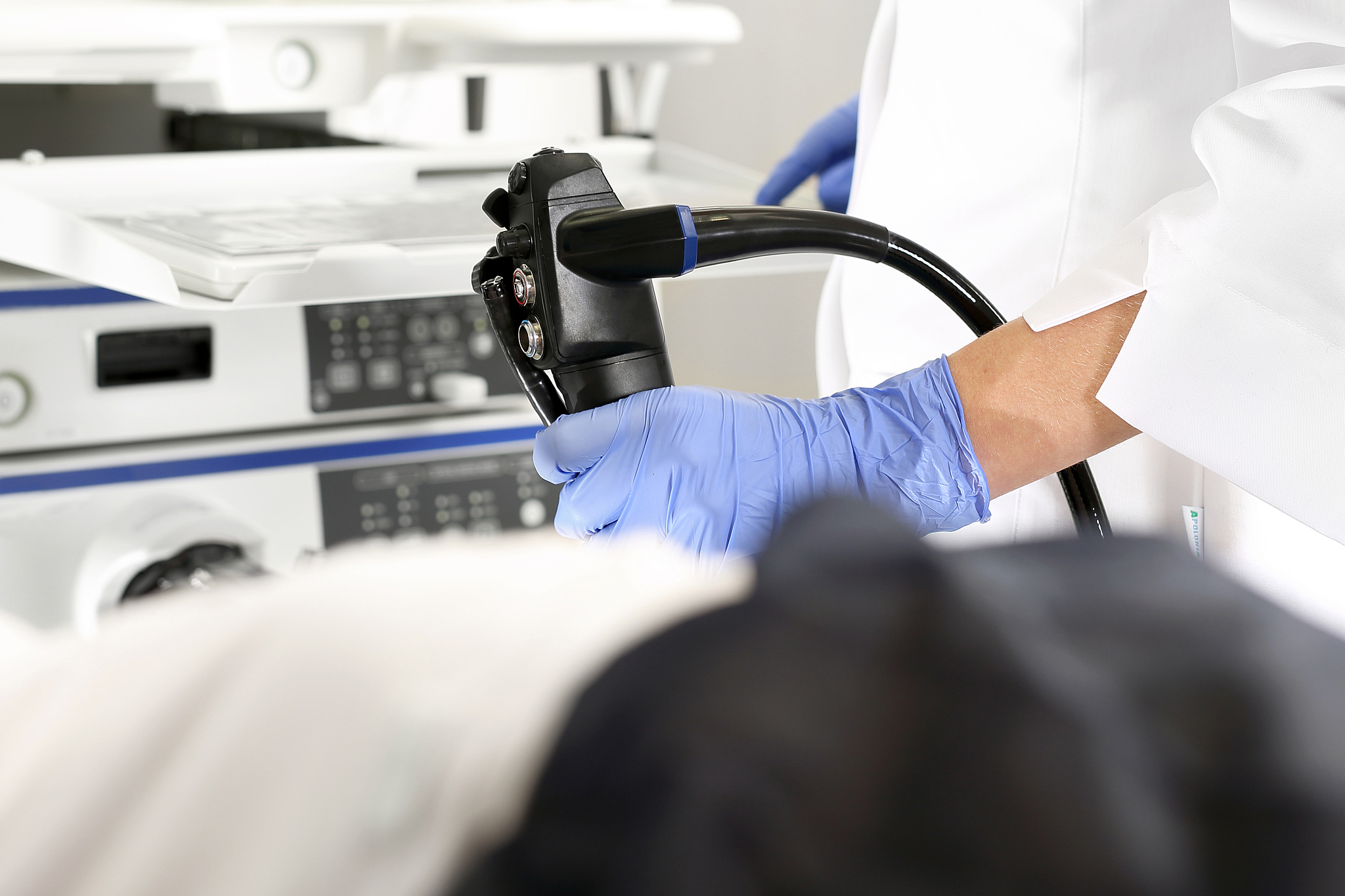 hospital ward, gastroenterologist preparing the study.